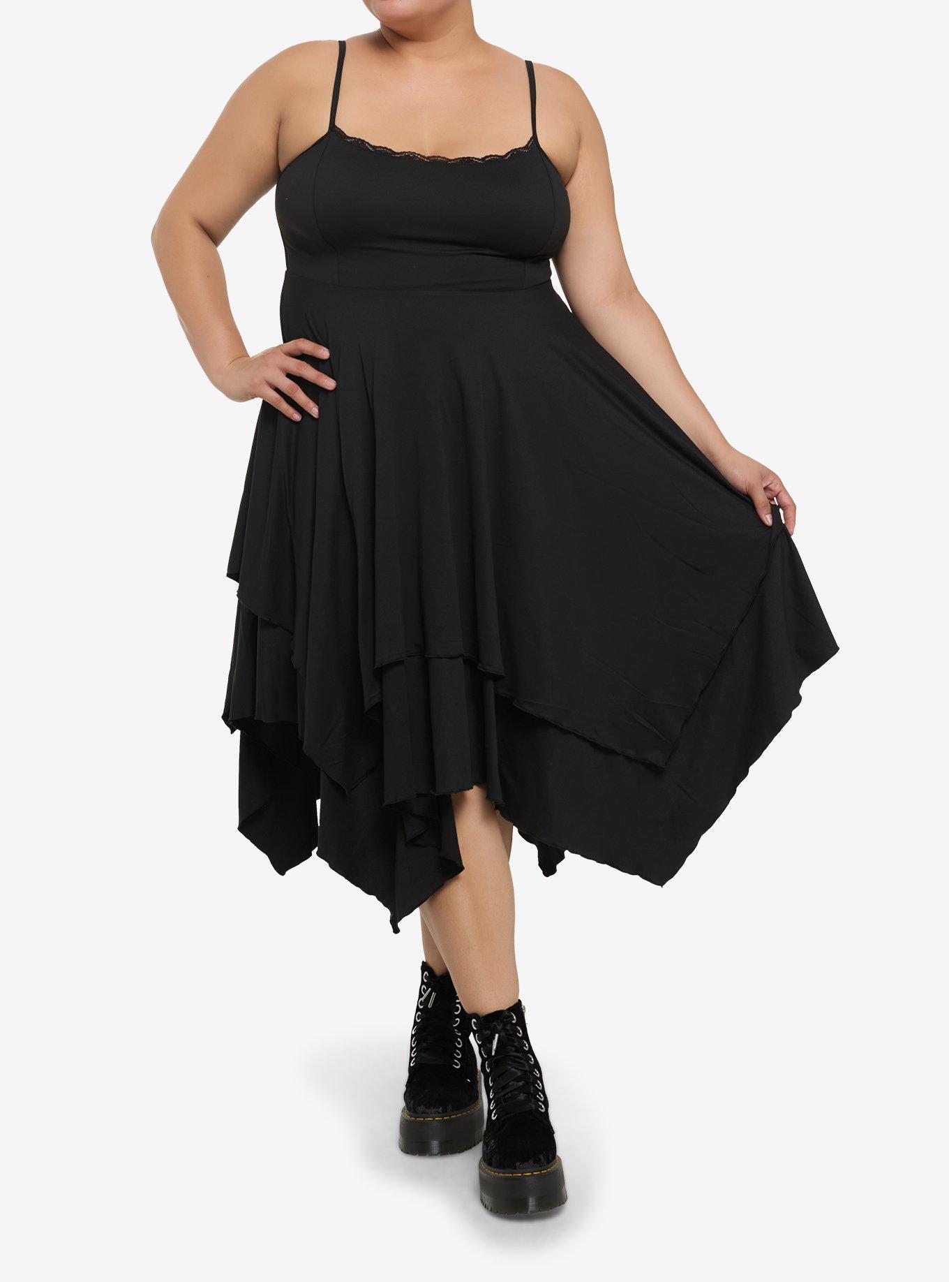Cosmic Aura Black Hanky Hem Maxi Dress Plus Size, , hi-res