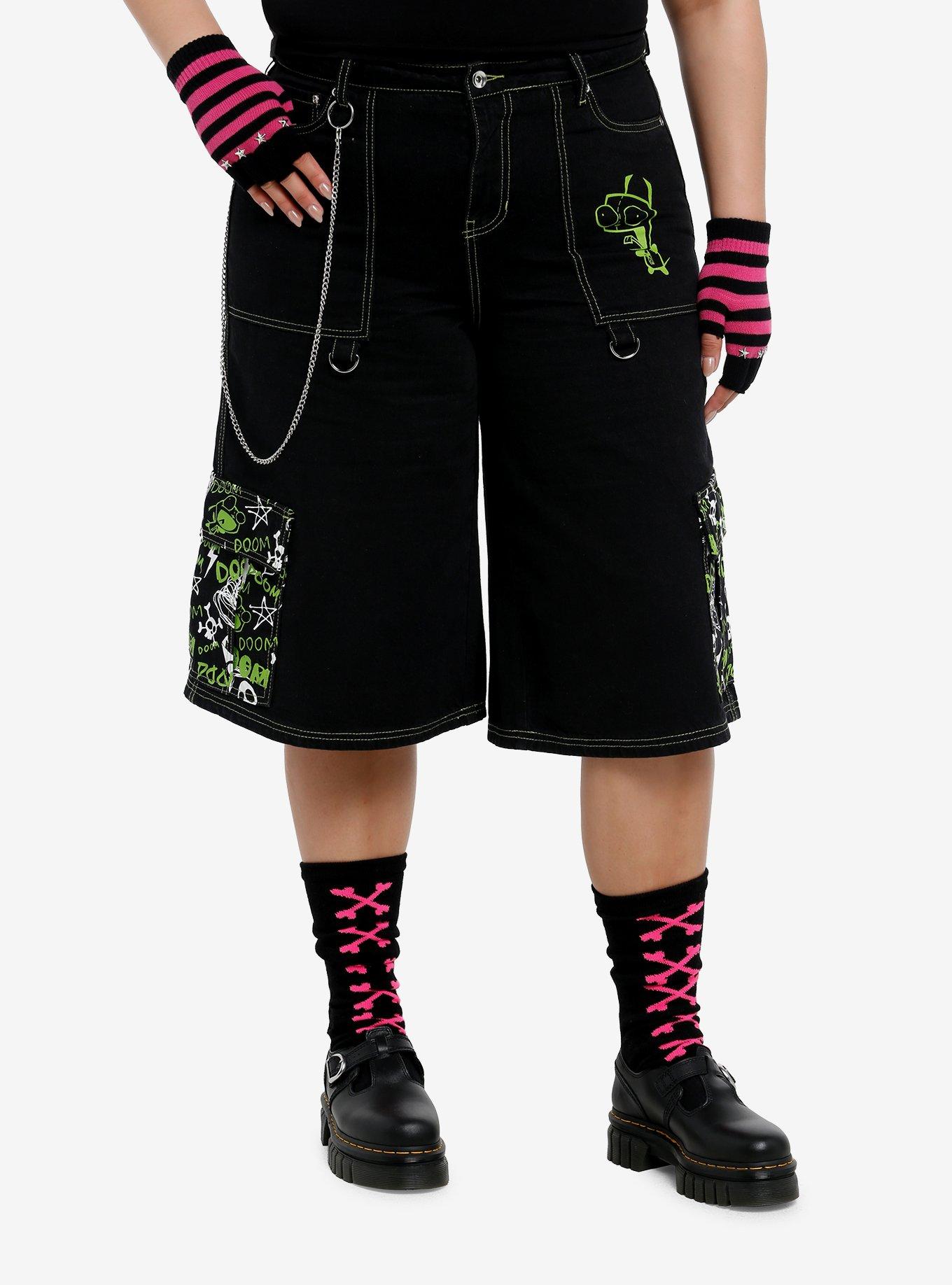 Invader Zim GIR Wide Leg Cargo Jorts Plus Size, , hi-res