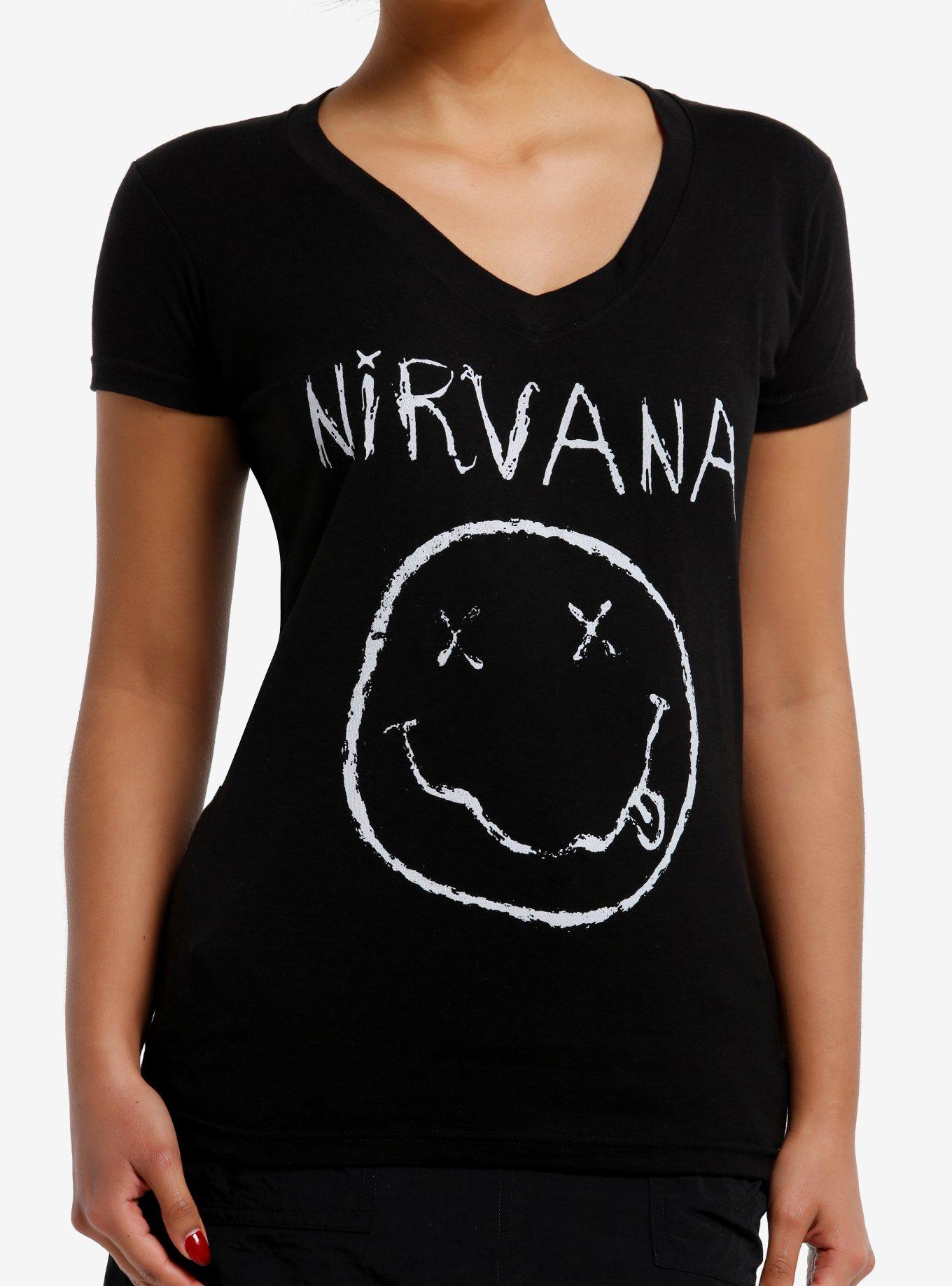 Nirvana Smile Face Girls V-Neck T-Shirt, , hi-res