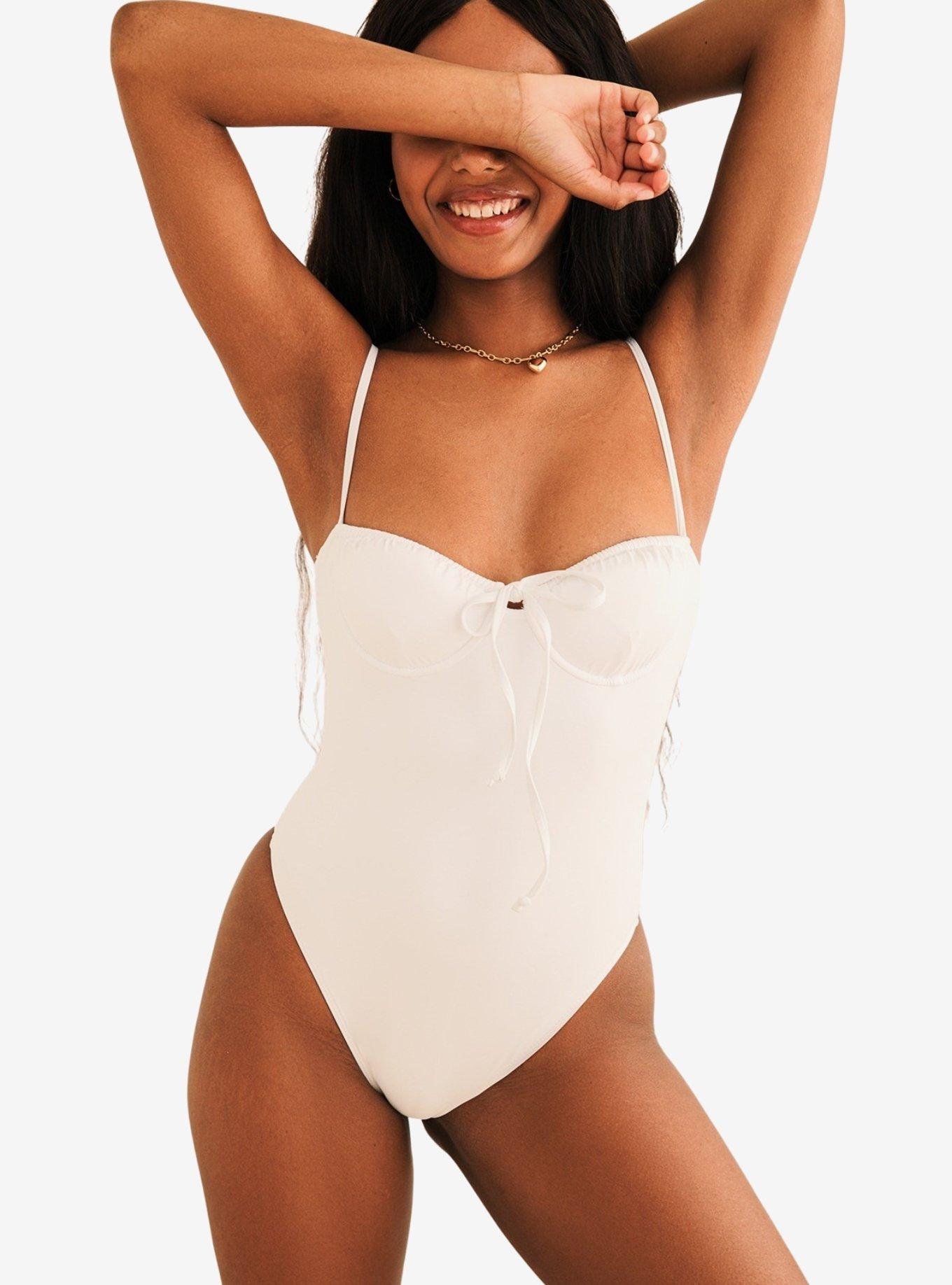 Dippin' Daisy's Forever Cheeky Swim One Piece White, , hi-res