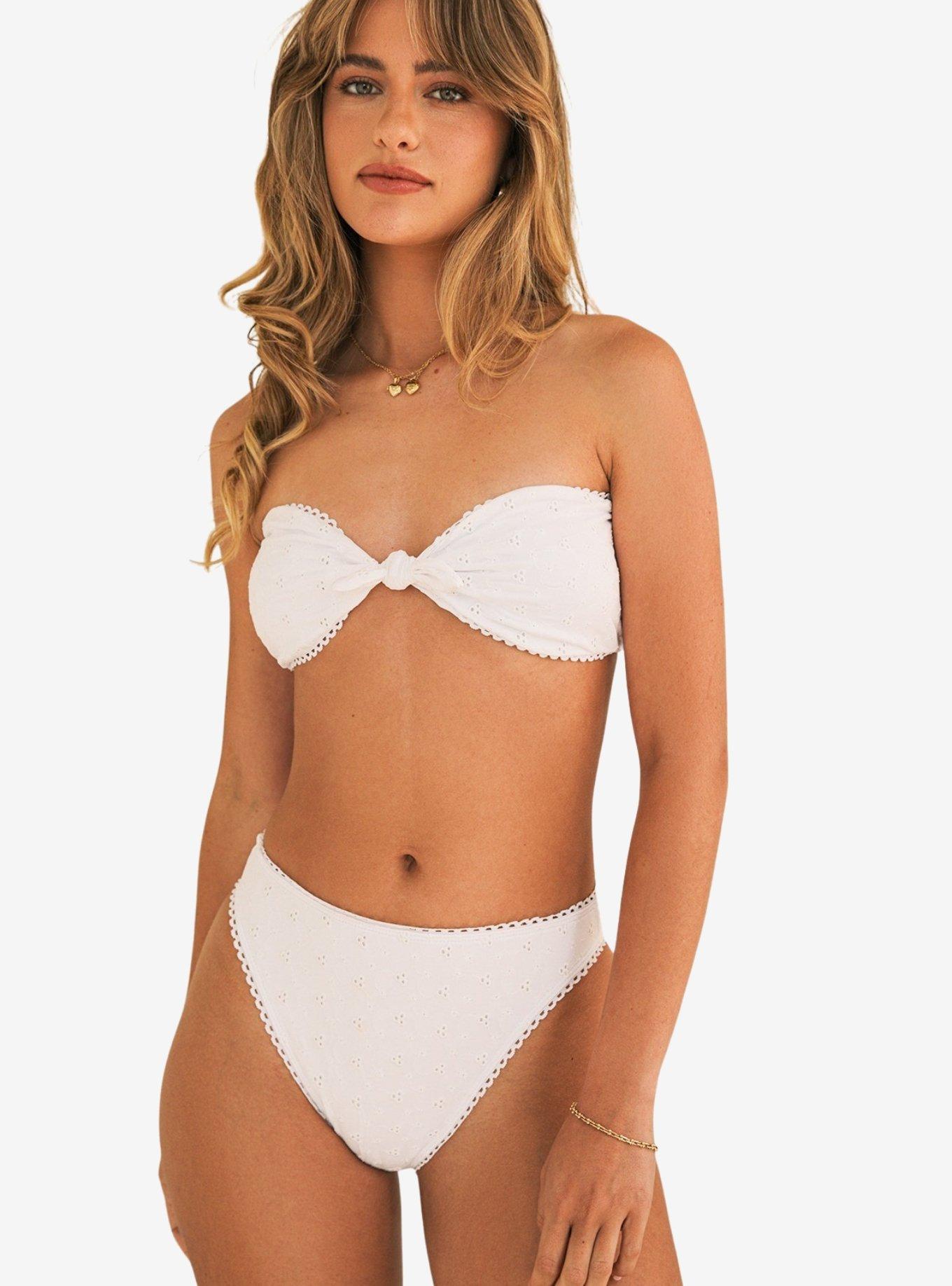 Dippin' Daisy's Bunny Knotted Bandeau Swim Top White, , hi-res
