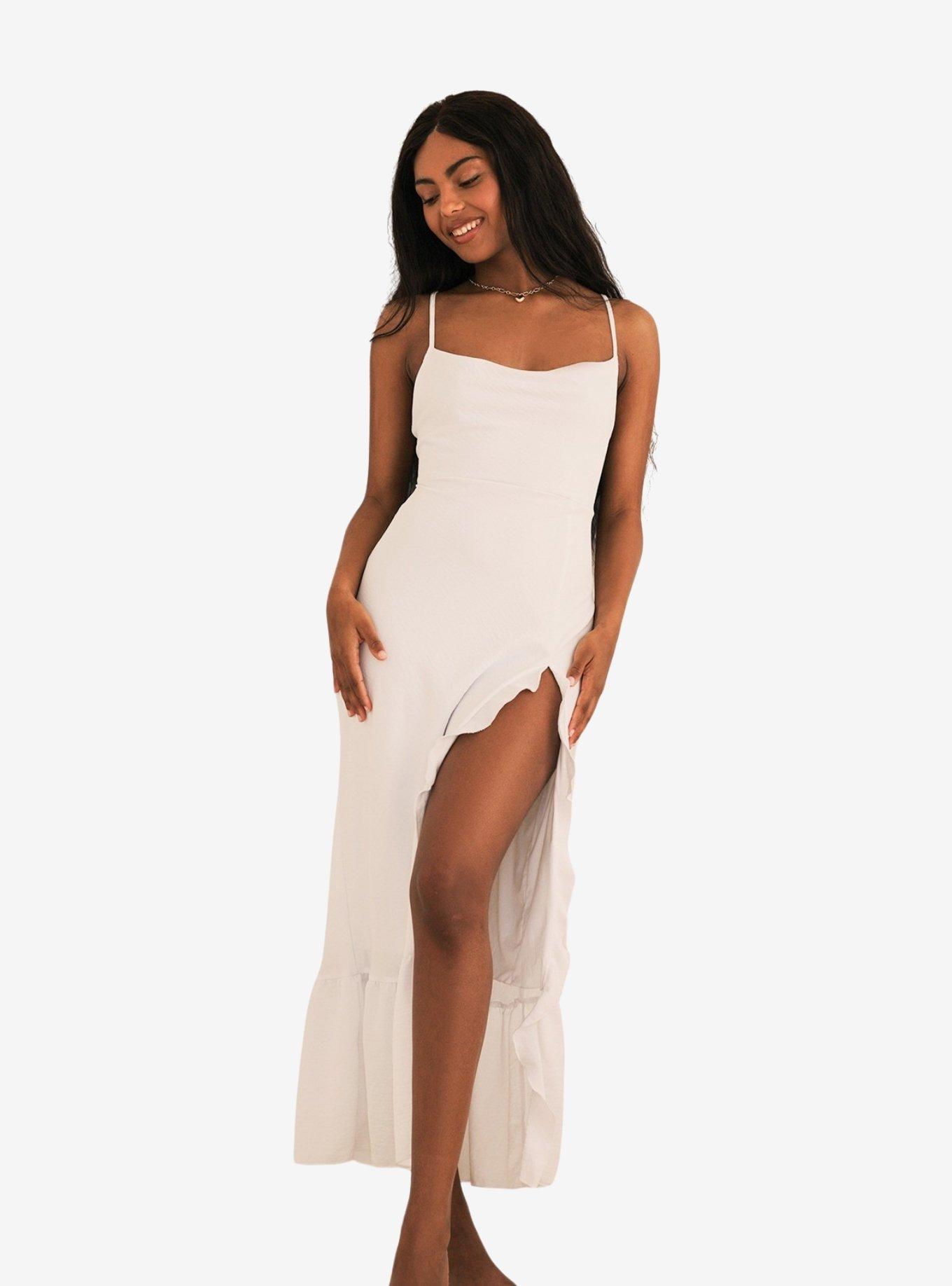 Dippin' Daisy's Higher Love Slit Maxi Dress White, , hi-res