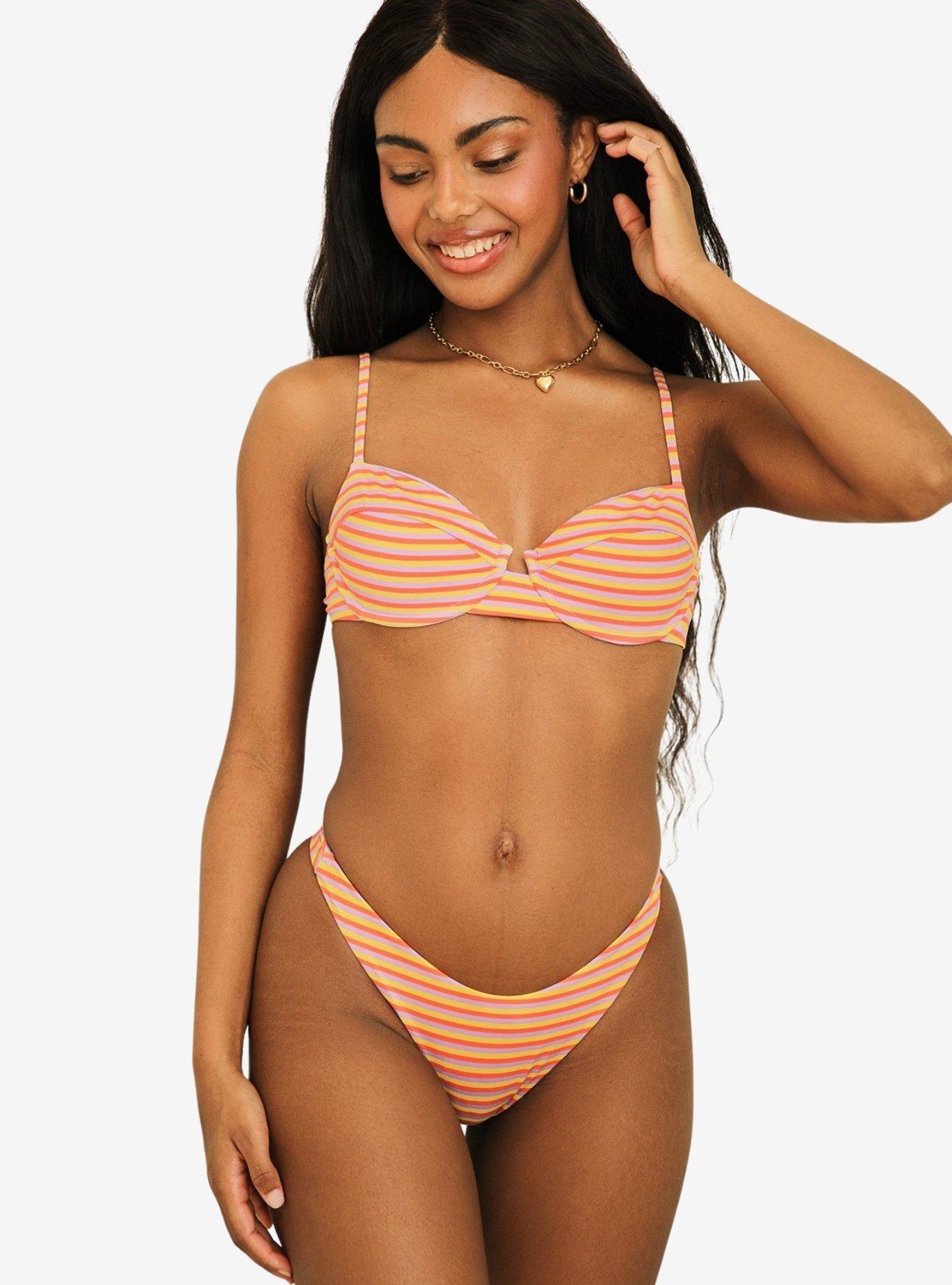 Dippin' Daisy's Seaport Thong Swim Bottom Strawberry Lemonade, RED, hi-res