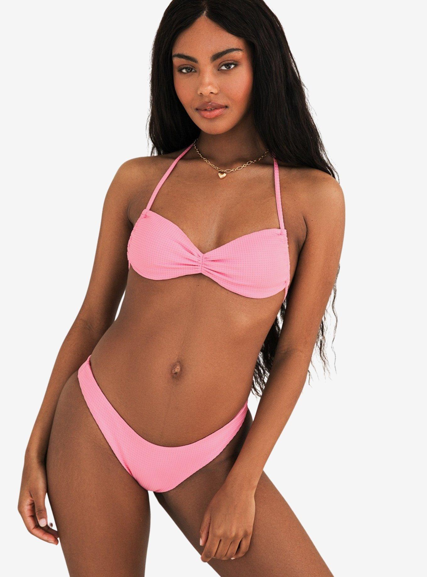 Dippin' Daisy's Christina Tie Bandeau Swim Top Bubblegum Waffle, , hi-res