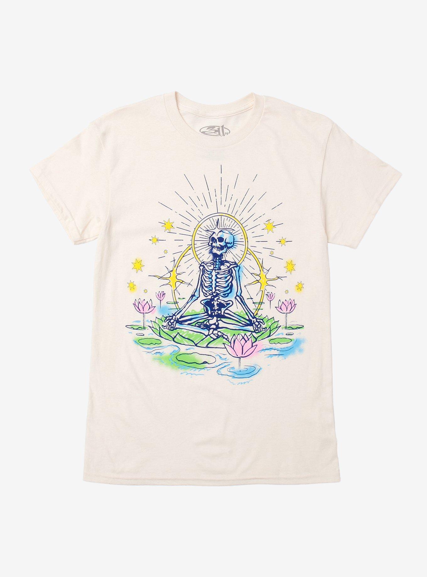311 Meditating Skeleton Relaxed Fit Girls T-Shirt, NATURAL, hi-res