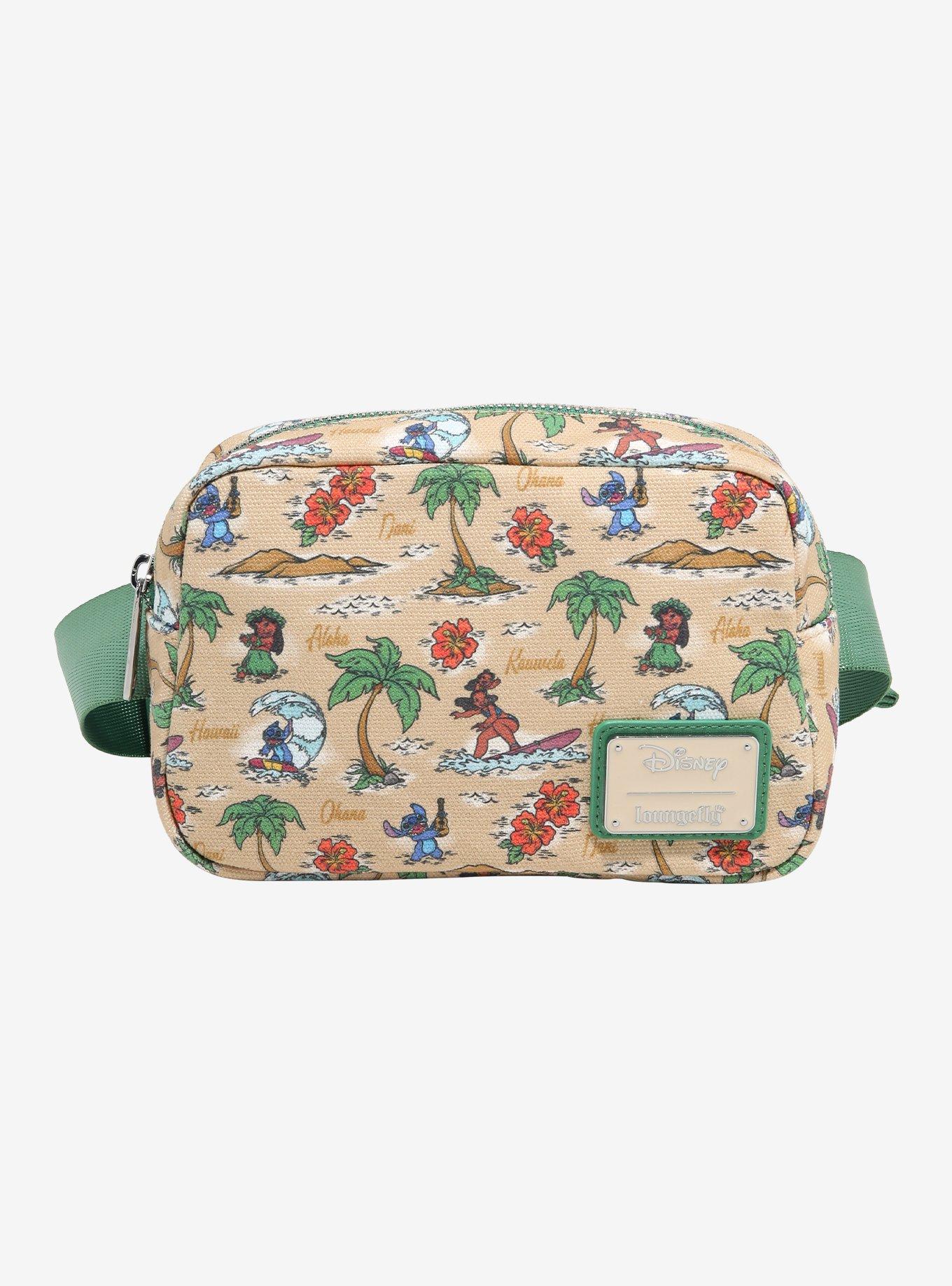Loungefly Disney Lilo & Stitch Beach Scenes Allover Print Canvas Belt Bag - BoxLunch Exclusive, , hi-res