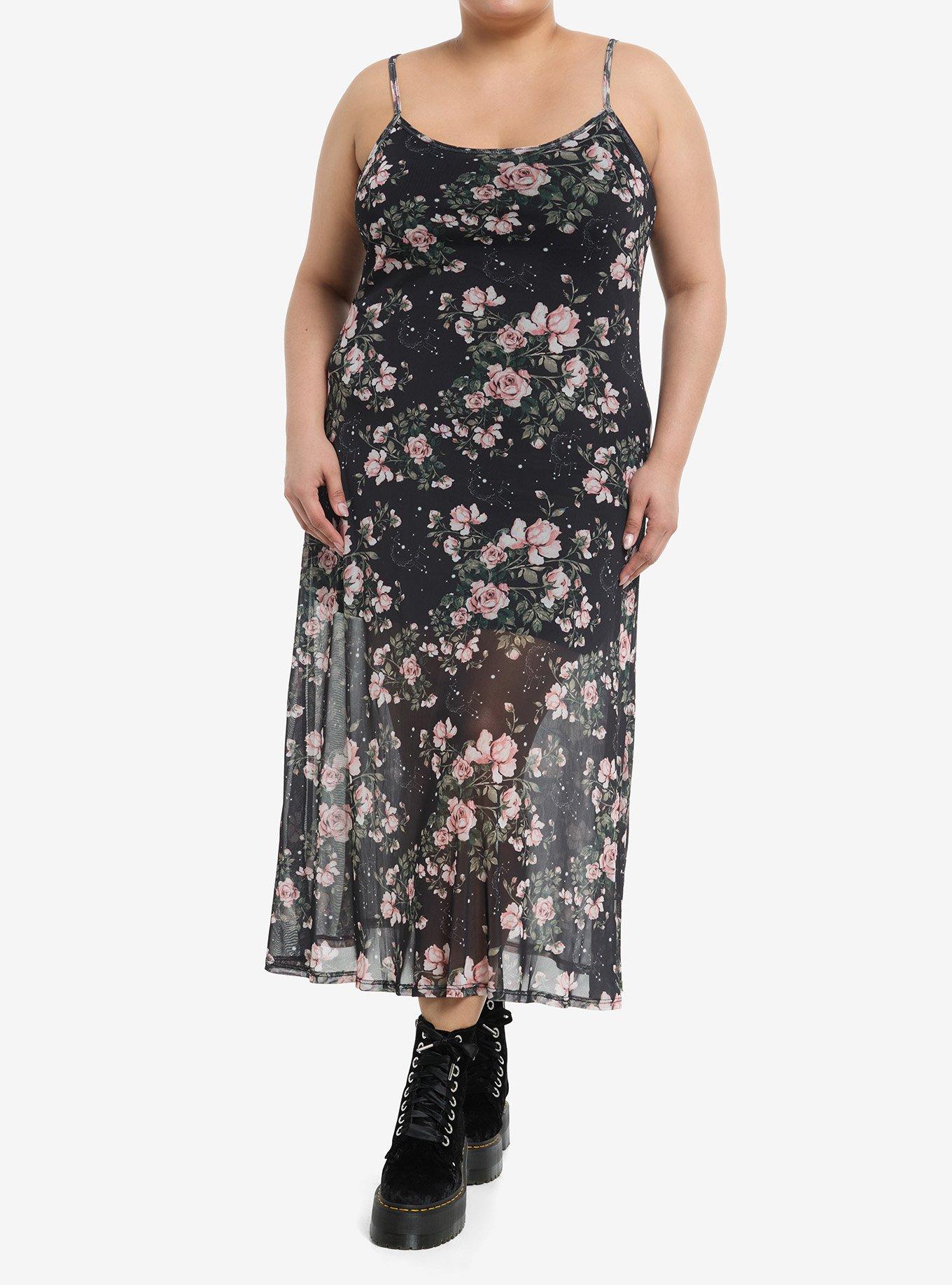 Cosmic Aura Pink Floral Moon Maxi Dress Plus Size, , hi-res