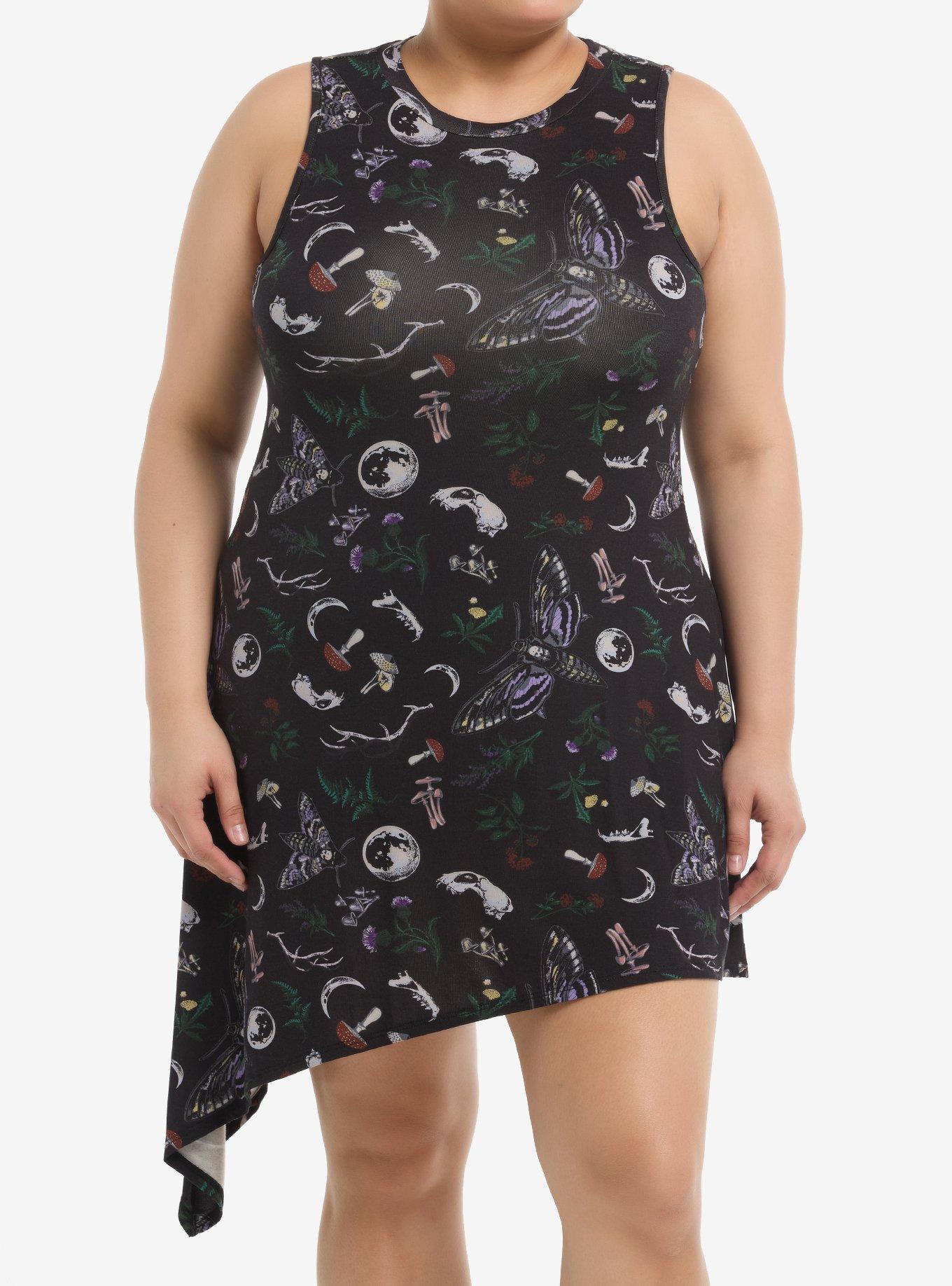 Cosmic Aura Moons & Mushrooms Asymmetrical Tank Dress Plus Size, , hi-res