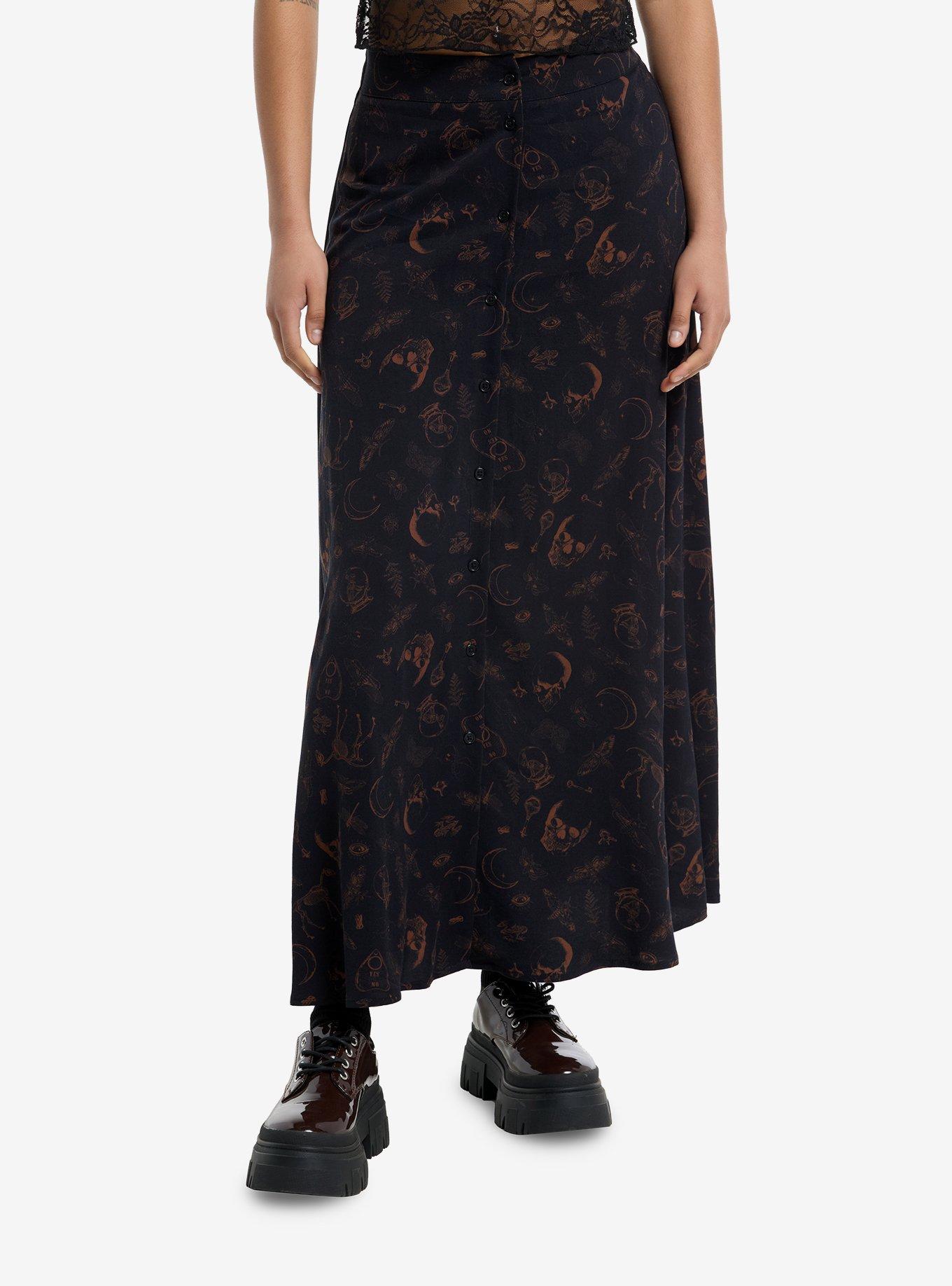 Cosmic Aura Skulls & Insects Midaxi Skirt, , hi-res