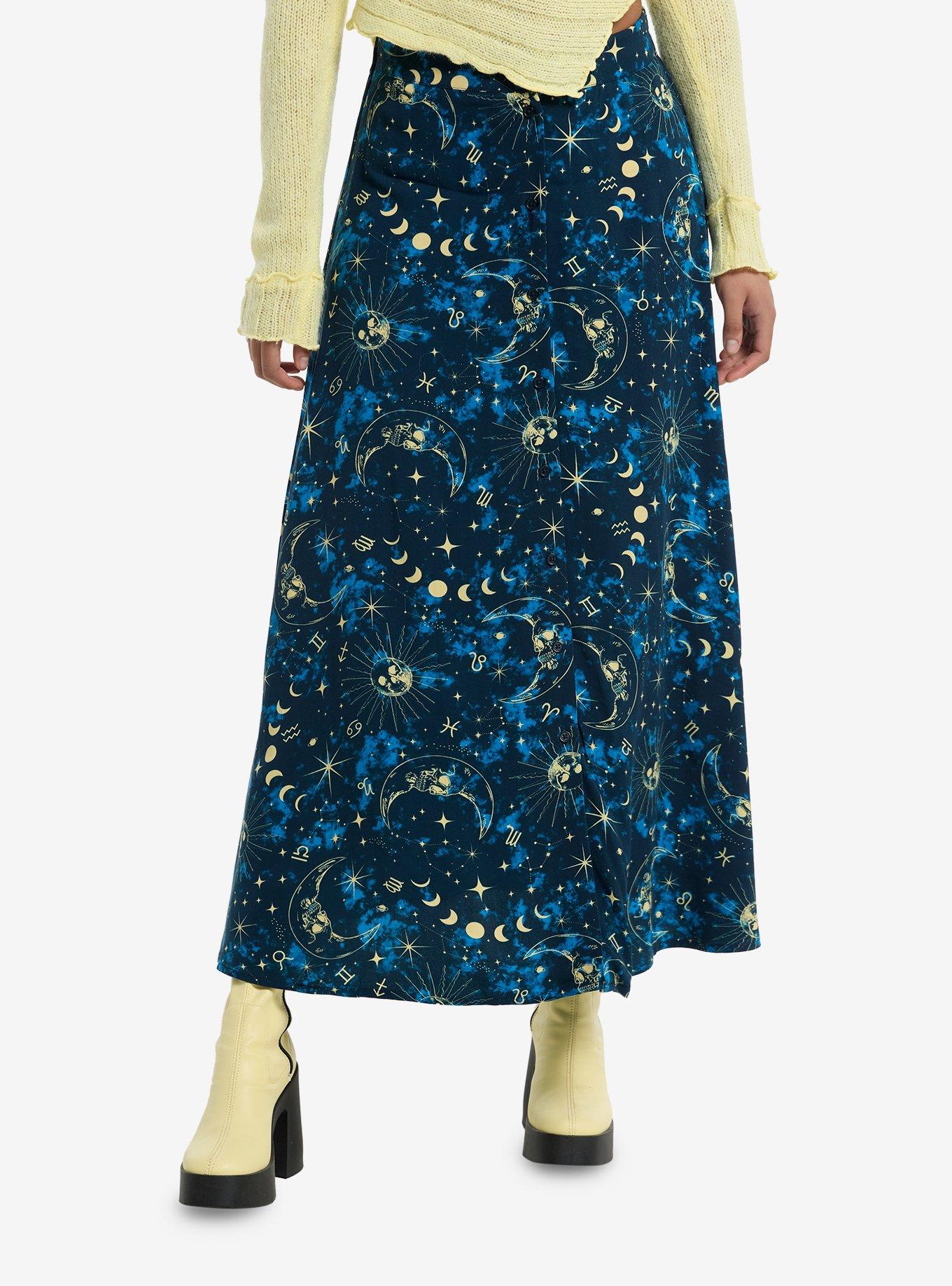 Cosmic Aura Celestial Night Sky Midaxi Skirt, , hi-res