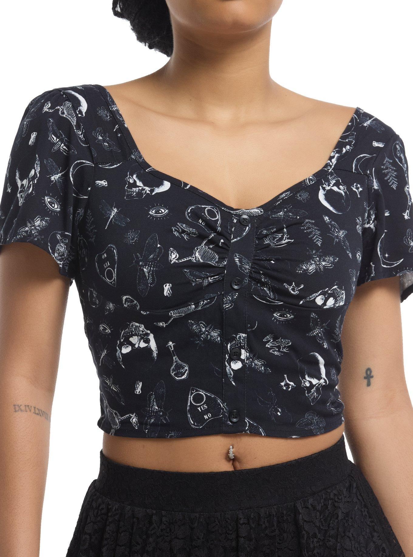 Cosmic Aura Bones & Insects Girls Crop Top, , hi-res