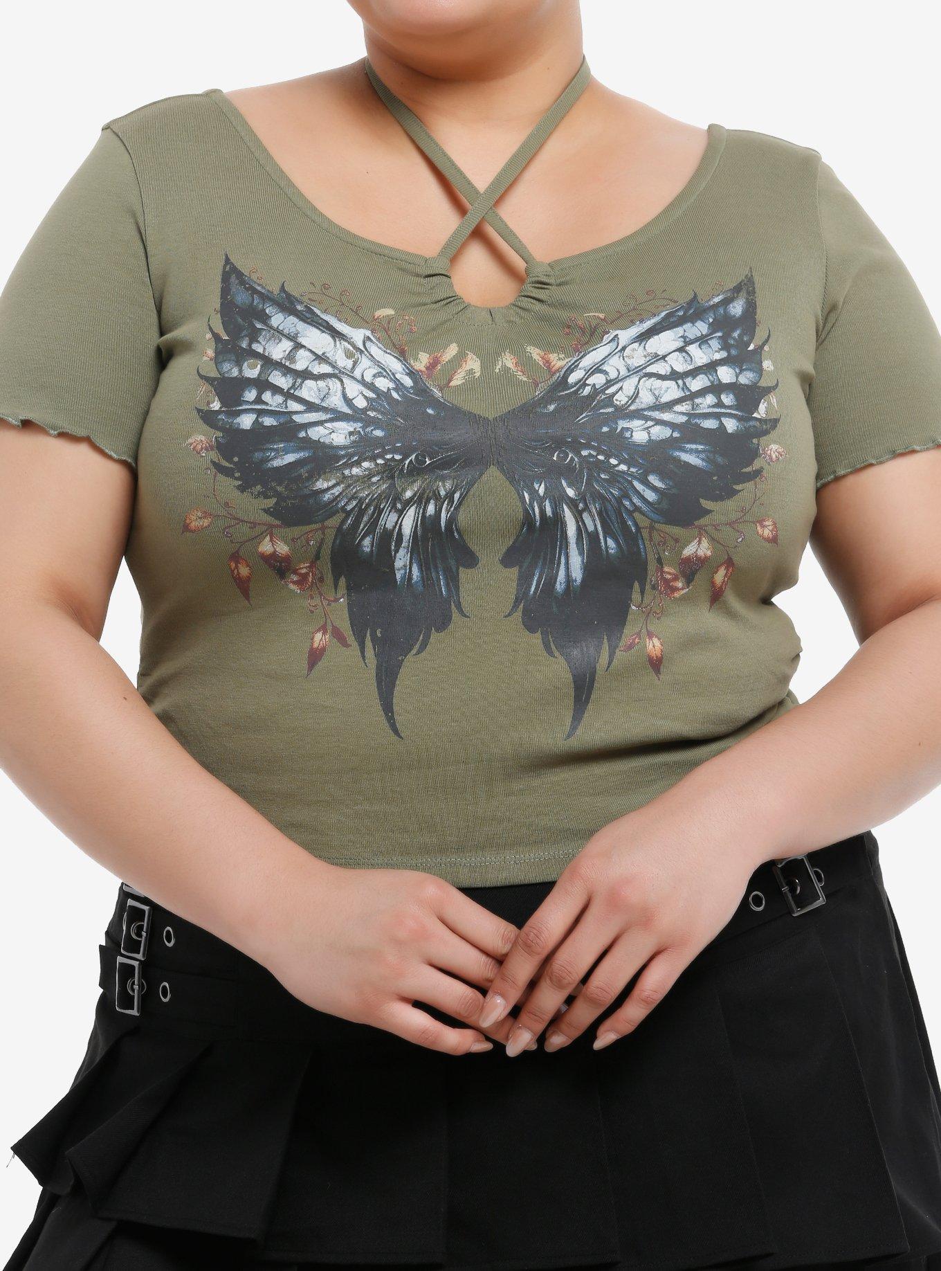 Thorn & Fable Butterfly Girls Halter T-Shirt Plus Size, , hi-res