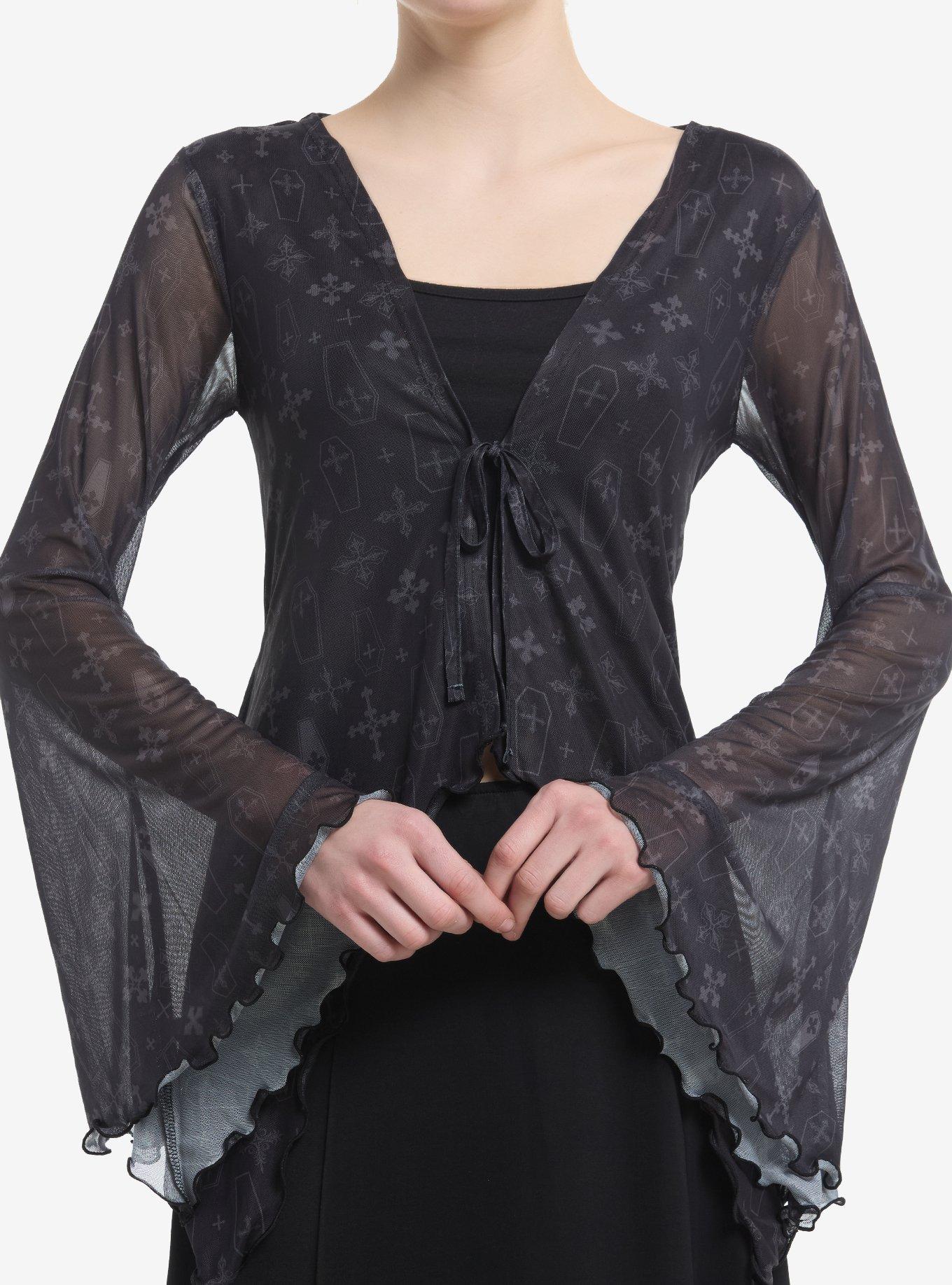 Cosmic Aura Cross Coffin Girls Bell Sleeve Top, , hi-res
