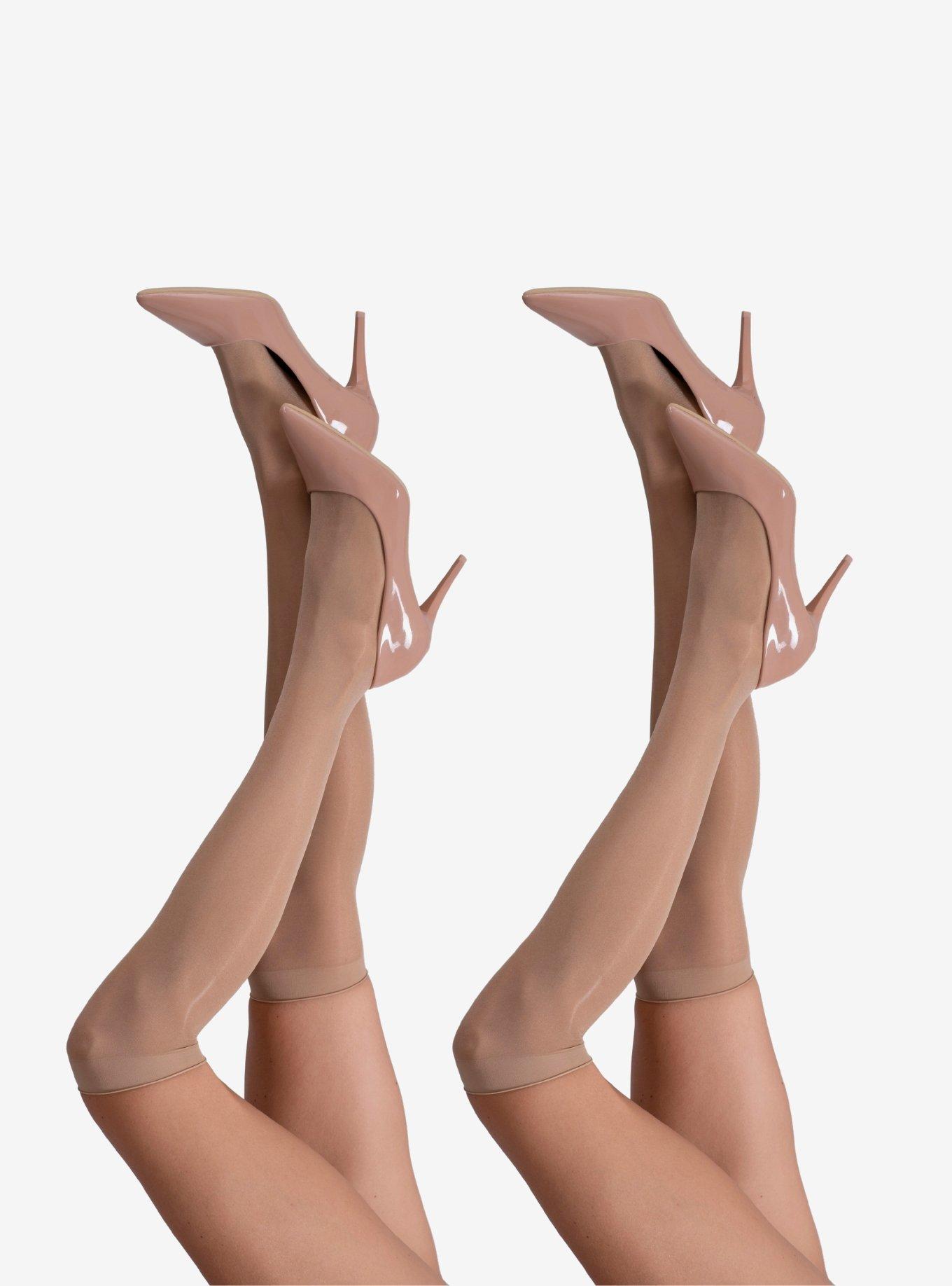 LECHERY Natural Lustrous Silky Shiny Sheer Knee-highs Socks (2 Pairs), , hi-res