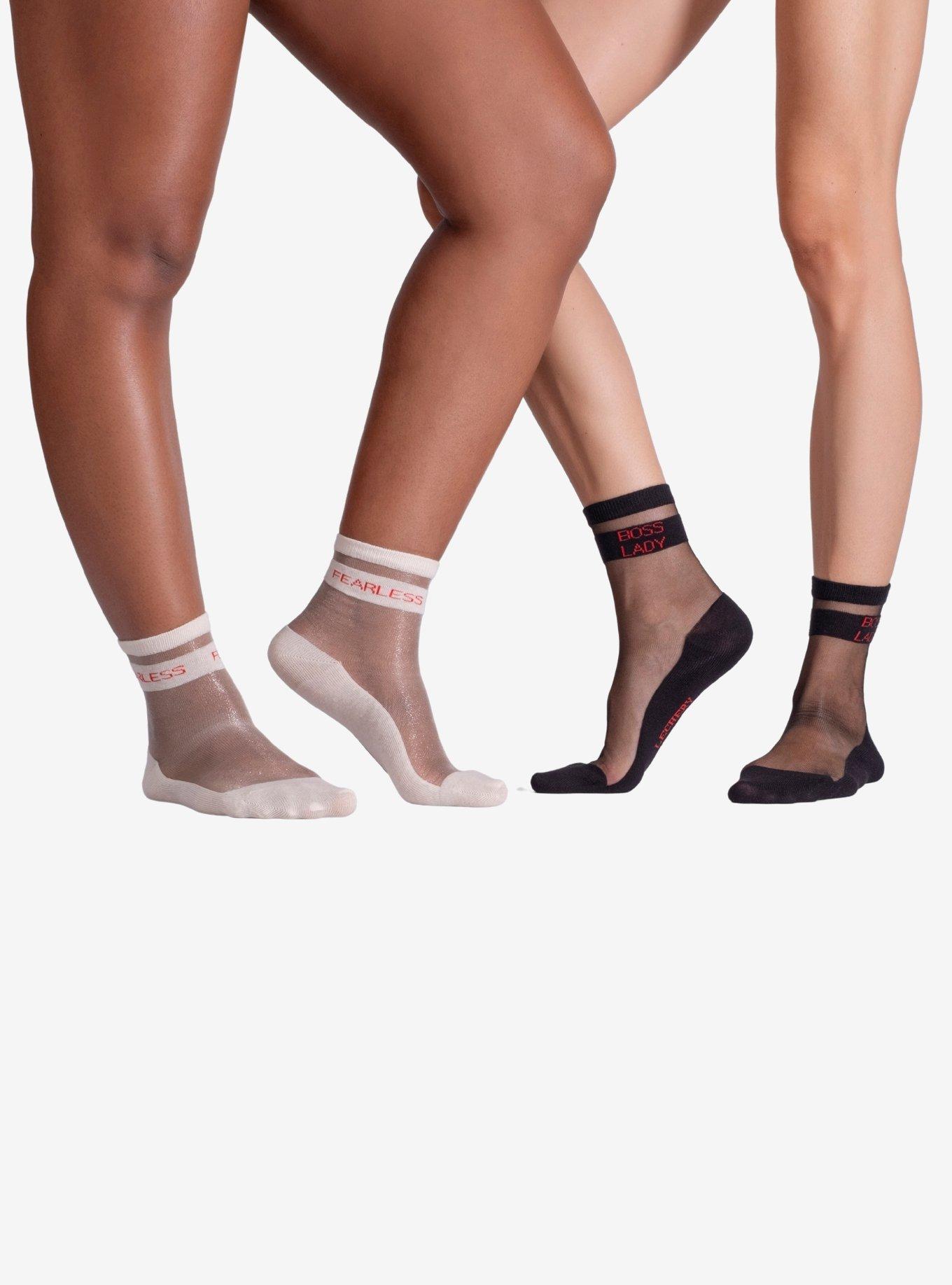 LECHERY Fearless & Boss Lady Sheer Crew Socks (2 Pairs), , hi-res