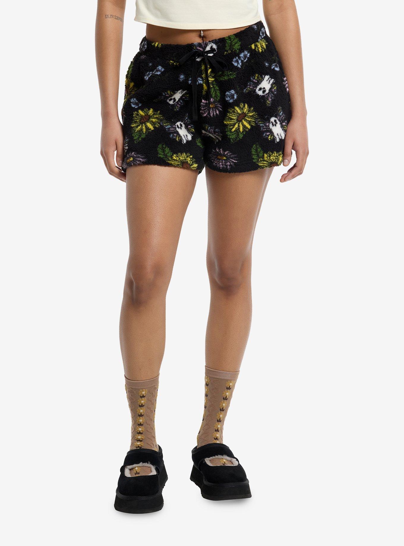 Thorn & Fable Ghost Butterflies Sherpa Girls Lounge Shorts, , hi-res