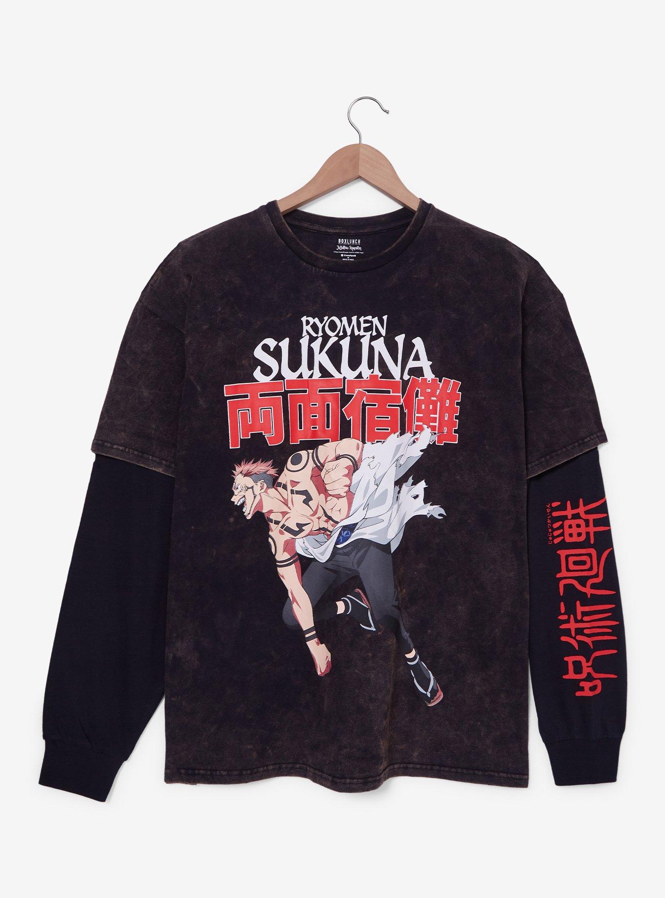 Jujutsu Kaisen Sukuna Portrait Mineral Wash Layered Long Sleeve T-Shirt - BoxLunch Exclusive, , hi-res