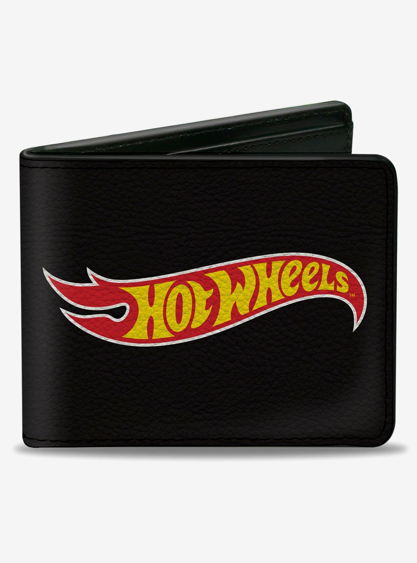 Hot Wheels Classic Flame Logo Black Red Yellow Bifold Wallet, , hi-res