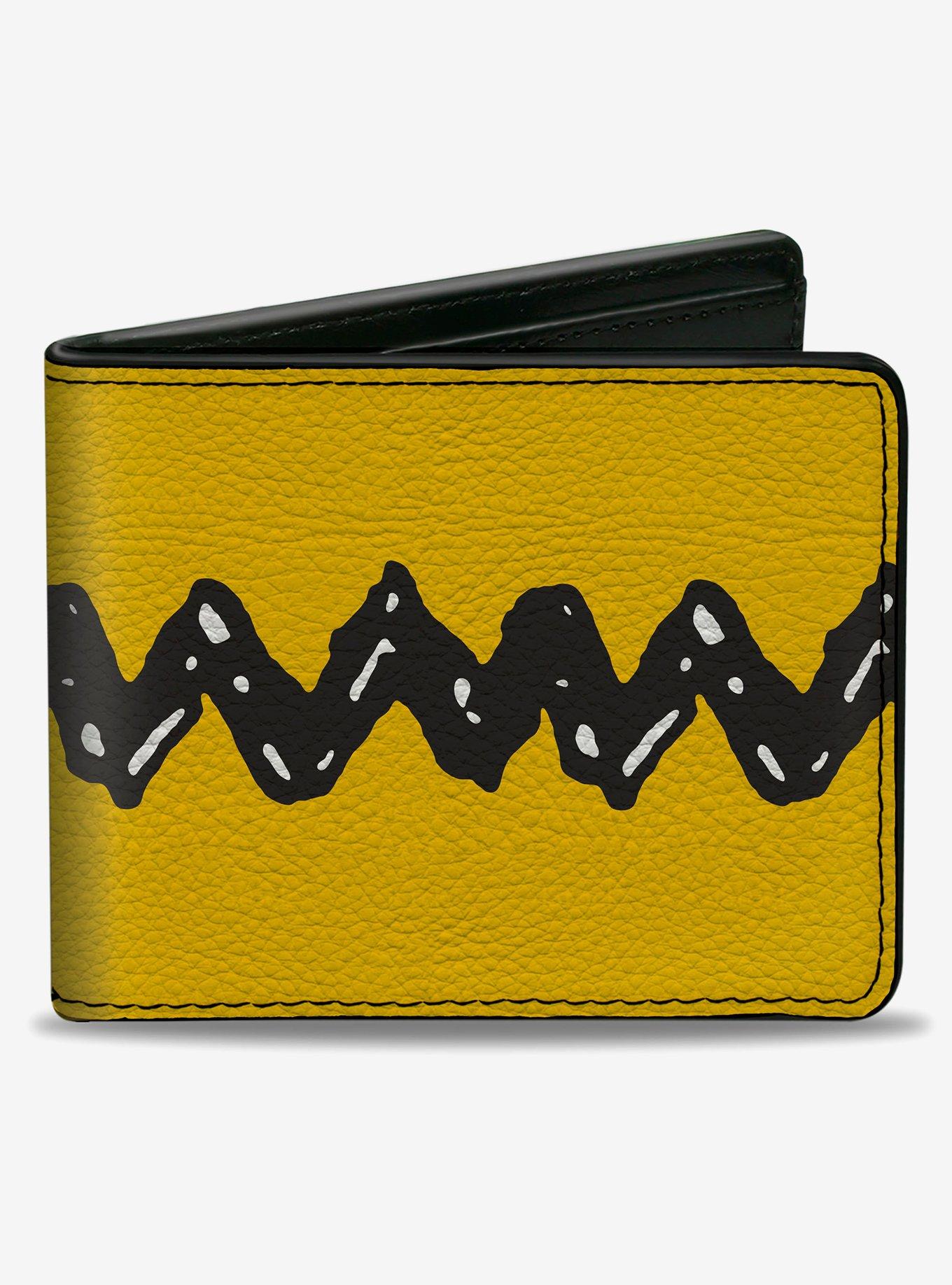 Peanuts Charlie Brown Zig Zag Stripe Yellow Black Bifold Wallet, , hi-res