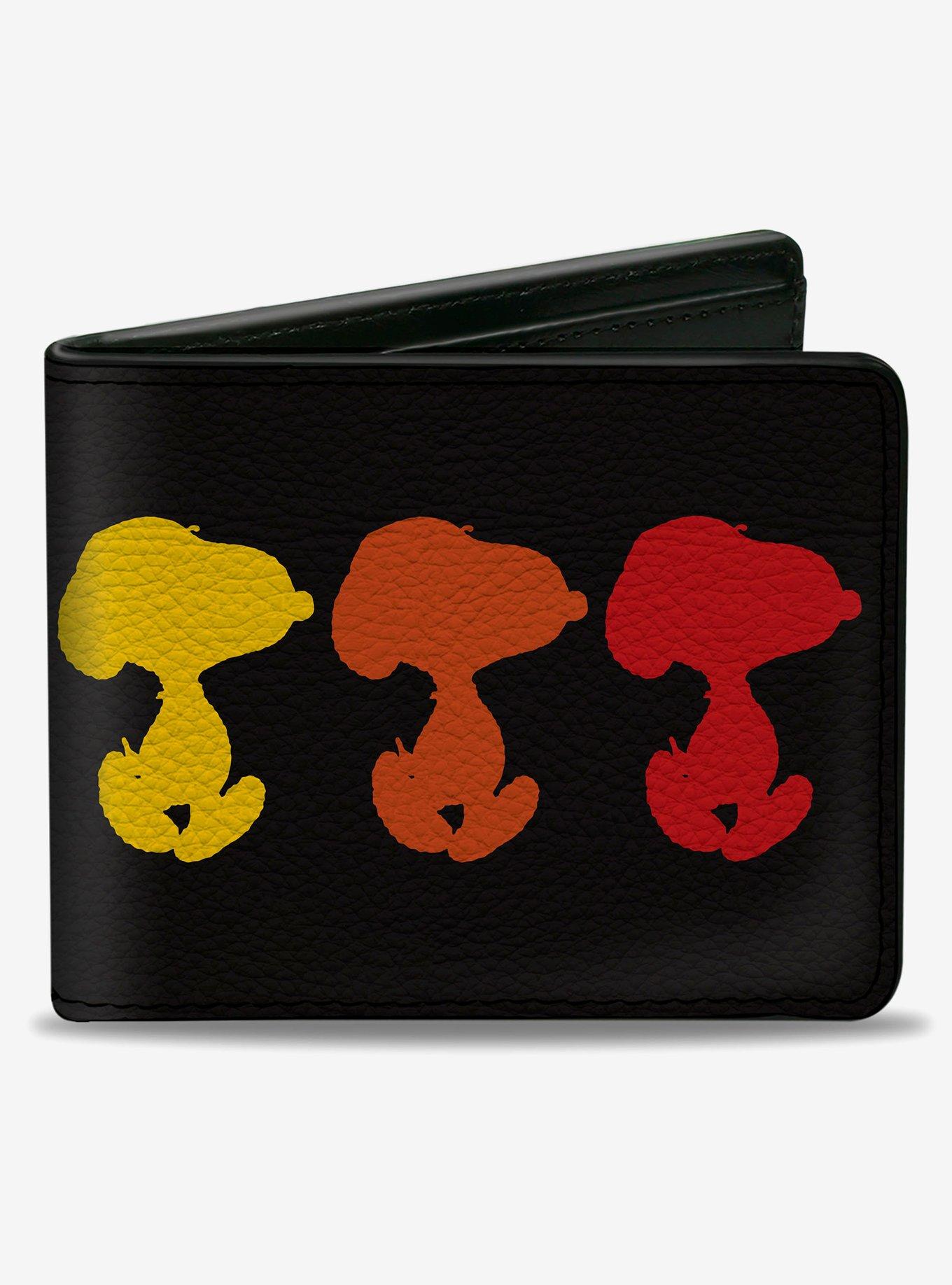 Peanuts Snoopy Silhouette Pose Black Rainbow Multi Color Bifold Wallet, , hi-res