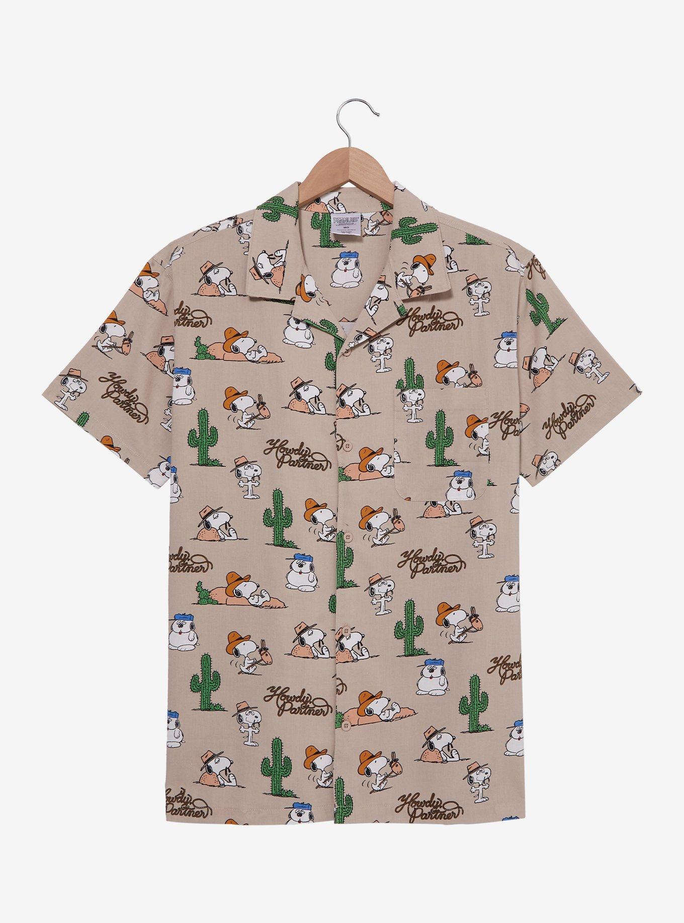 Peanuts Snoopy & Siblings Western Allover Print Woven Button-Up