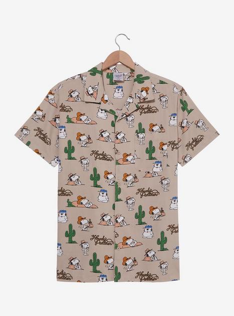 Peanuts Snoopy & Siblings Western Allover Print Woven Button-Up