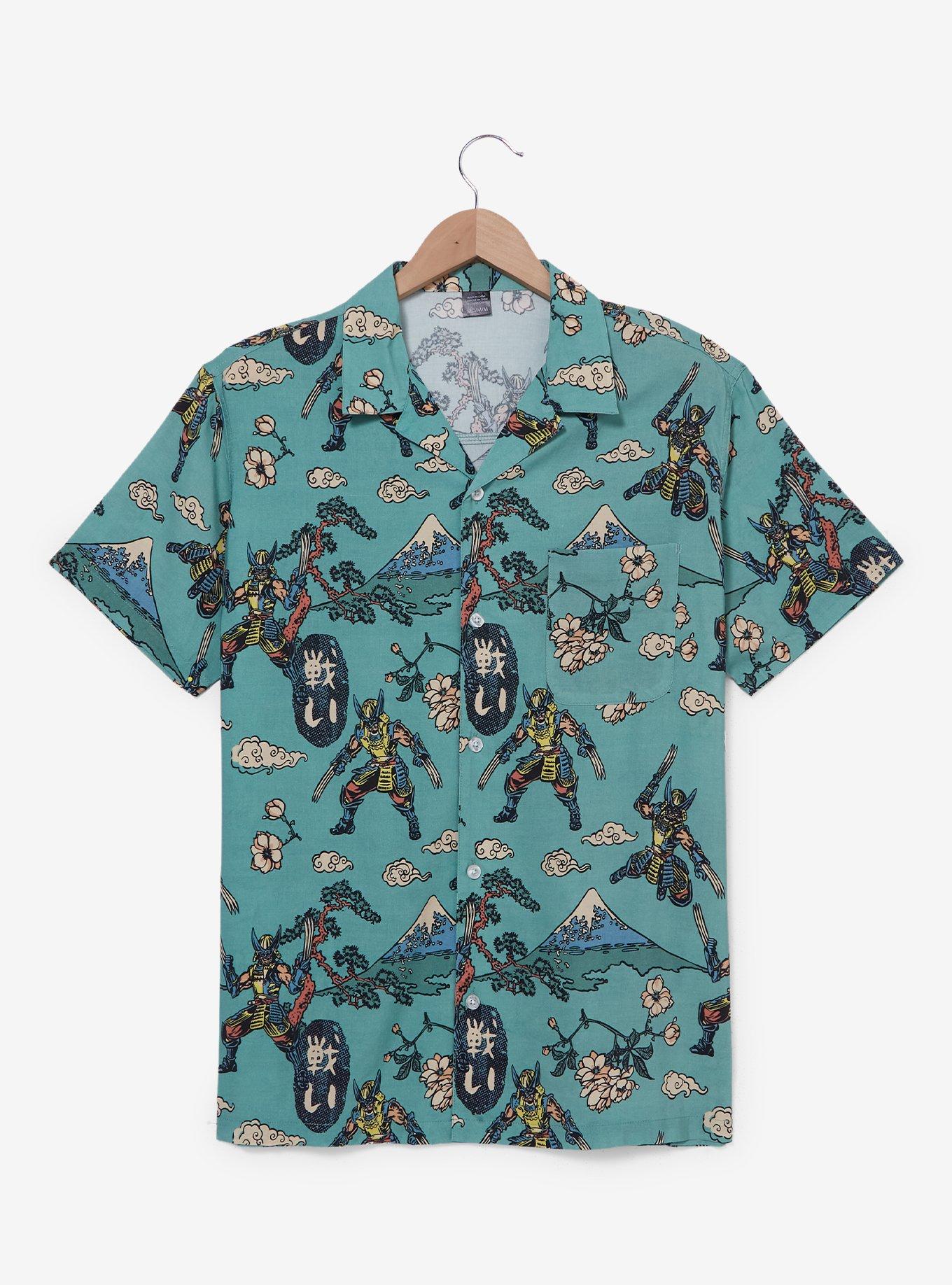 Marvel X-Men Samurai Wolverine Allover Print Woven Button-Up