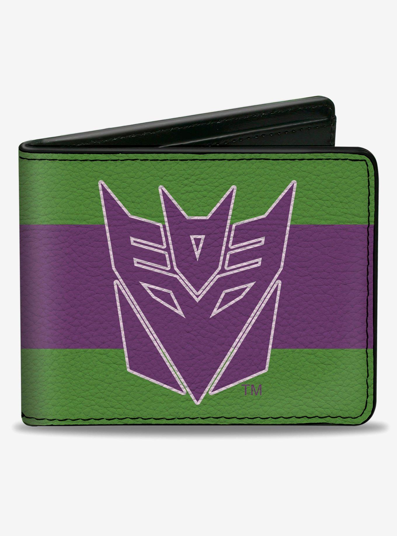 Transformers Decepticon Shield and Stripe Green Purple White Bifold Wallet, , hi-res