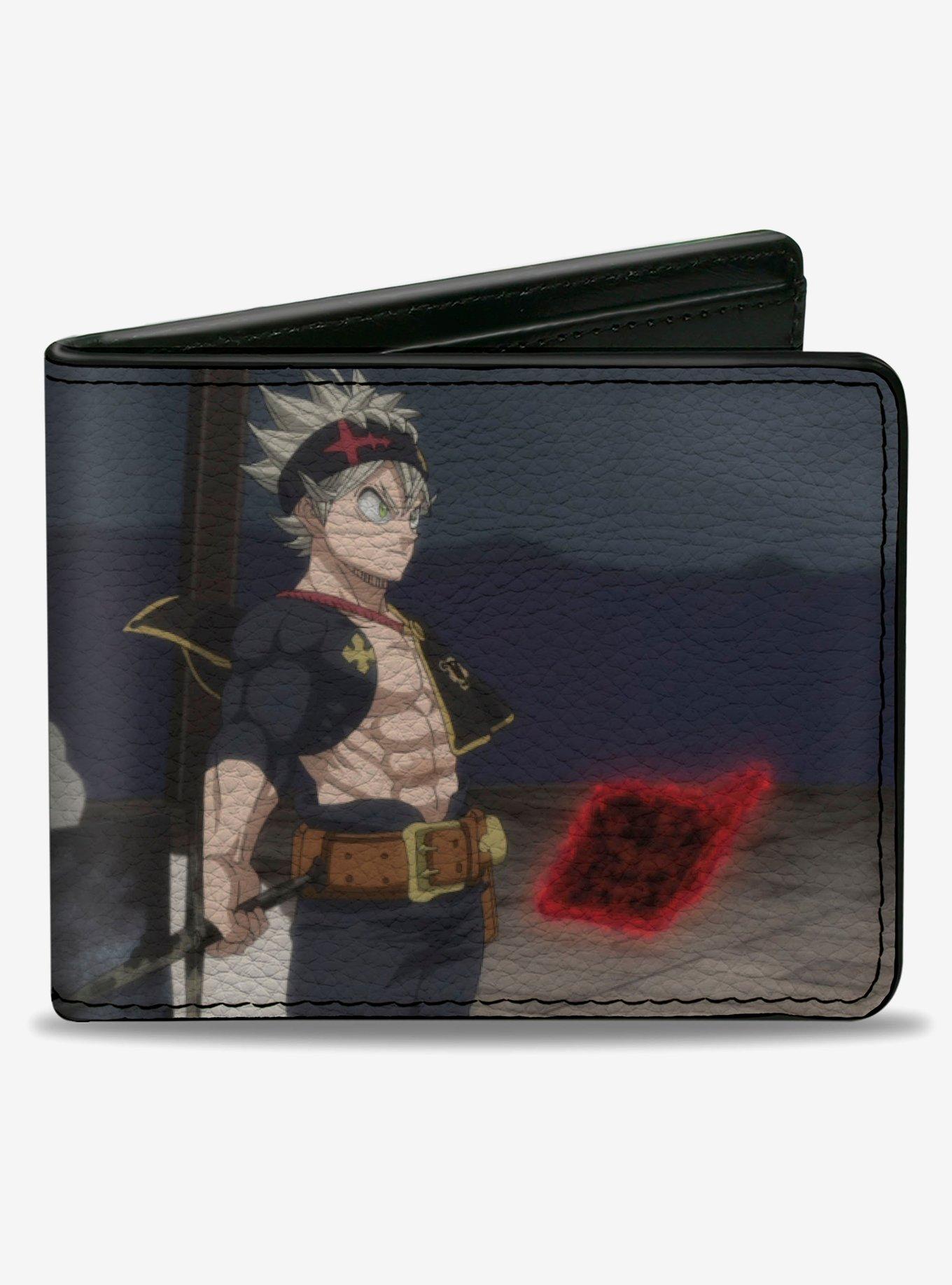 Black Clover Title Logo Asta Sword Pose Blues Bifold Wallet, , hi-res