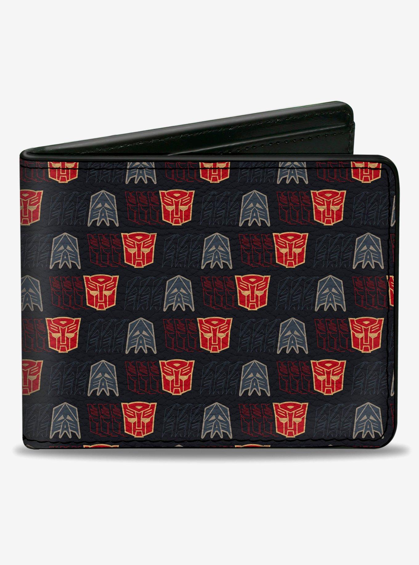 Transformers Autobot Decepticon Shield Flip Black Multi Color Bifold Wallet, , hi-res