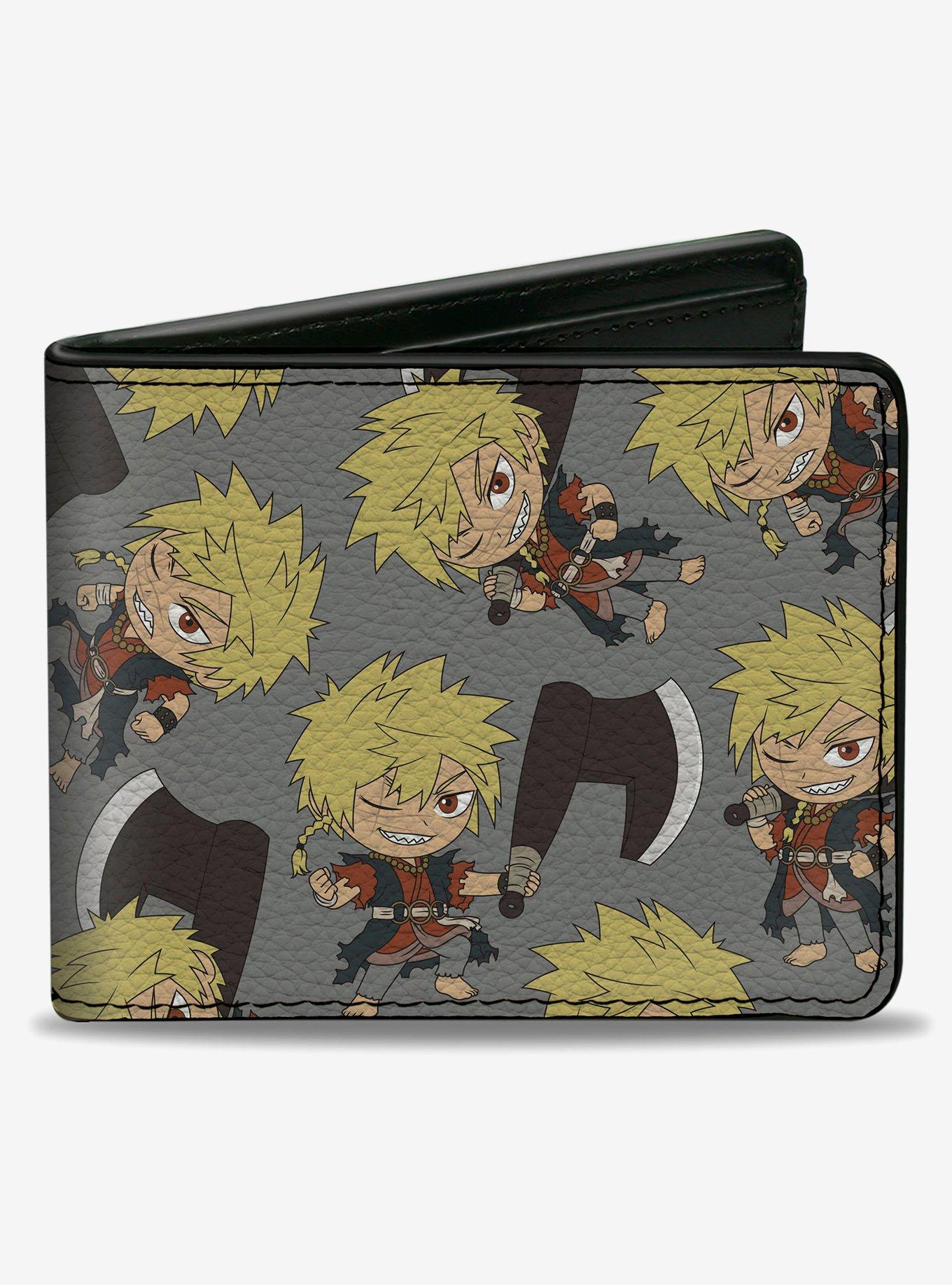 Hells Paradise Chibi Aza Chobei Axe Poses Scattered Gray Bifold Wallet, , hi-res