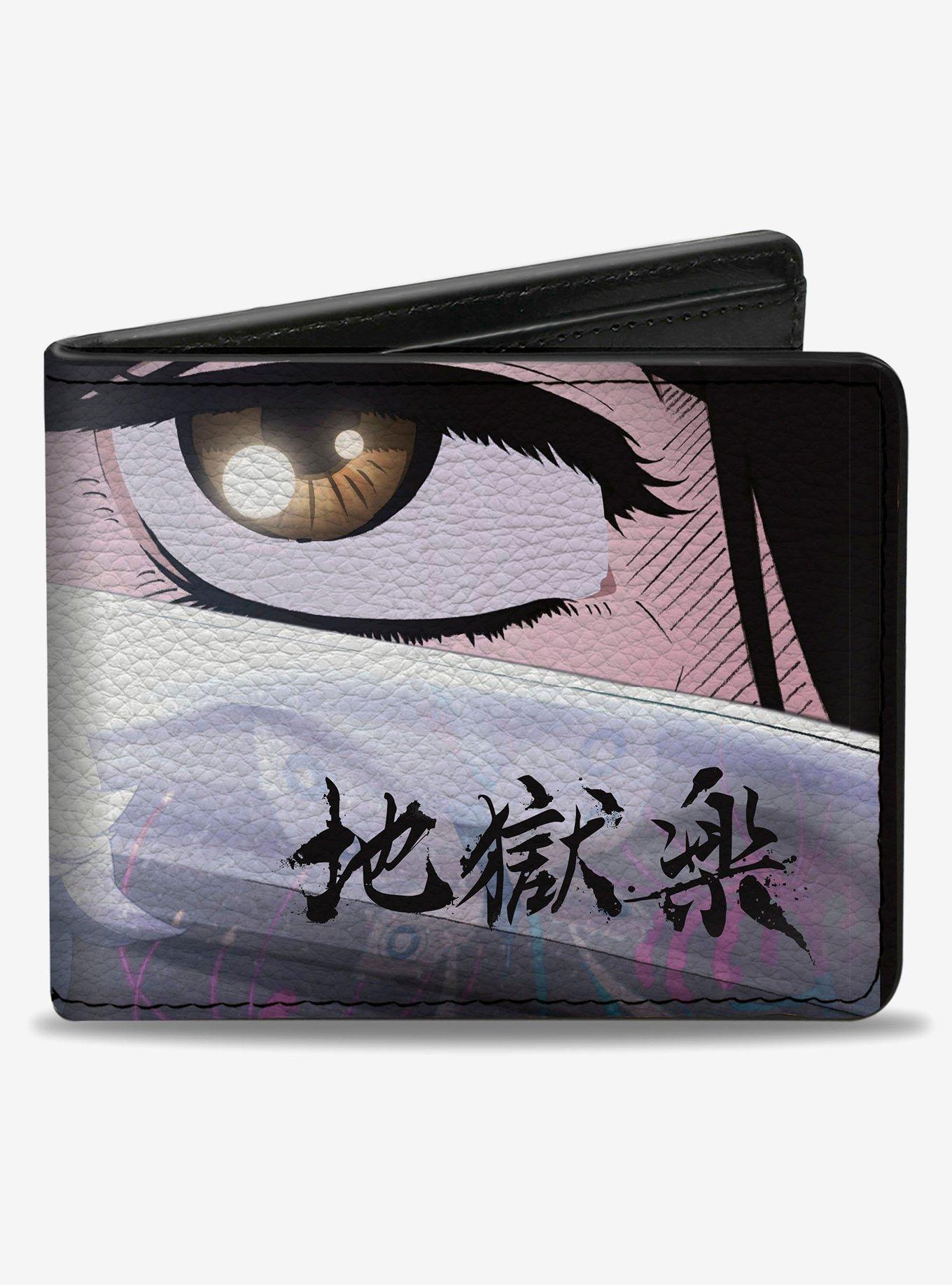 Hells Paradise Gabimaru and Sagiri Eyes and Title Logo Black Bifold Wallet, , hi-res