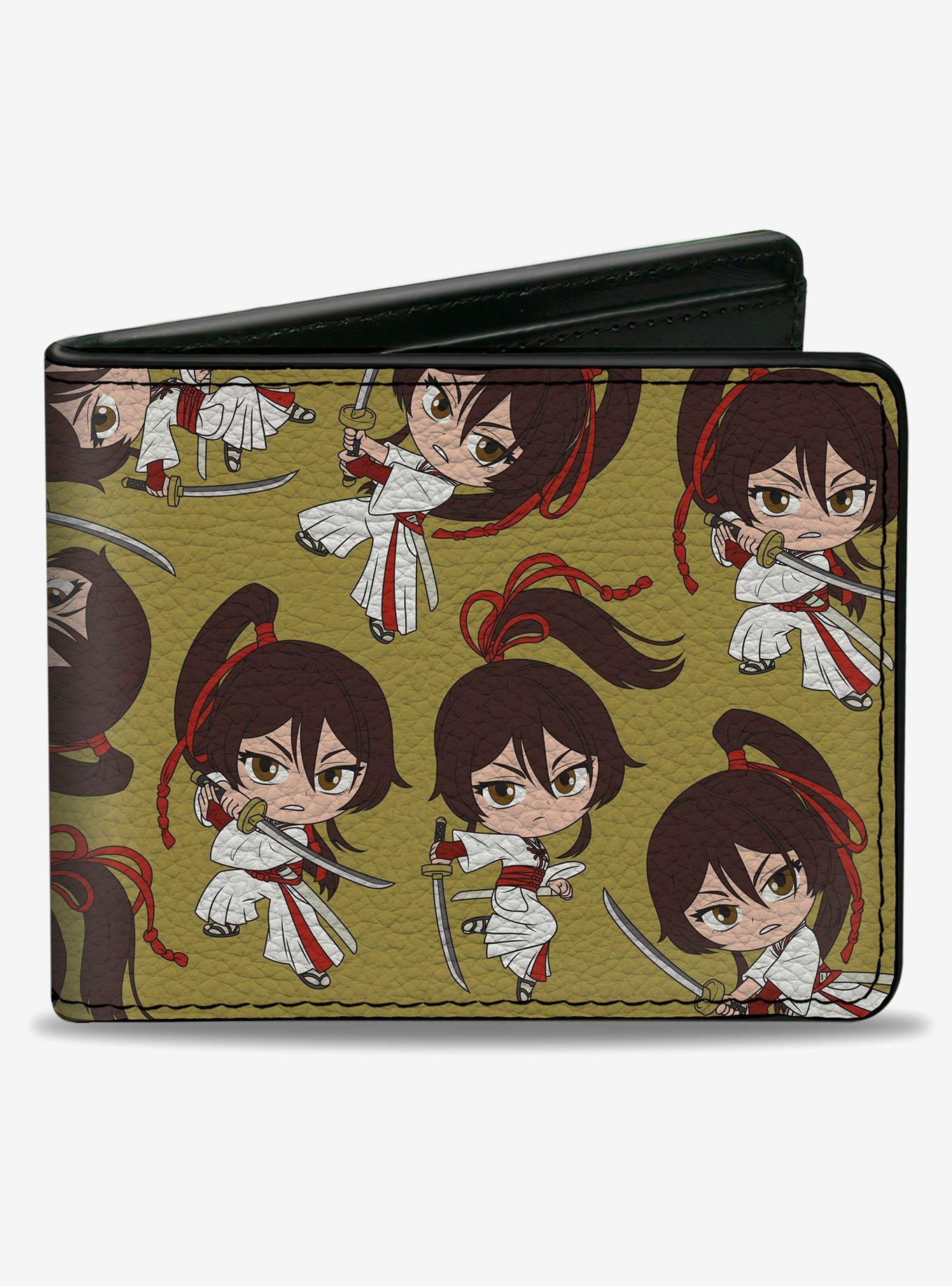 Hells Paradise Chibi Sagiri Sword Poses Scatter Golden Yellow Bifold Wallet, , hi-res