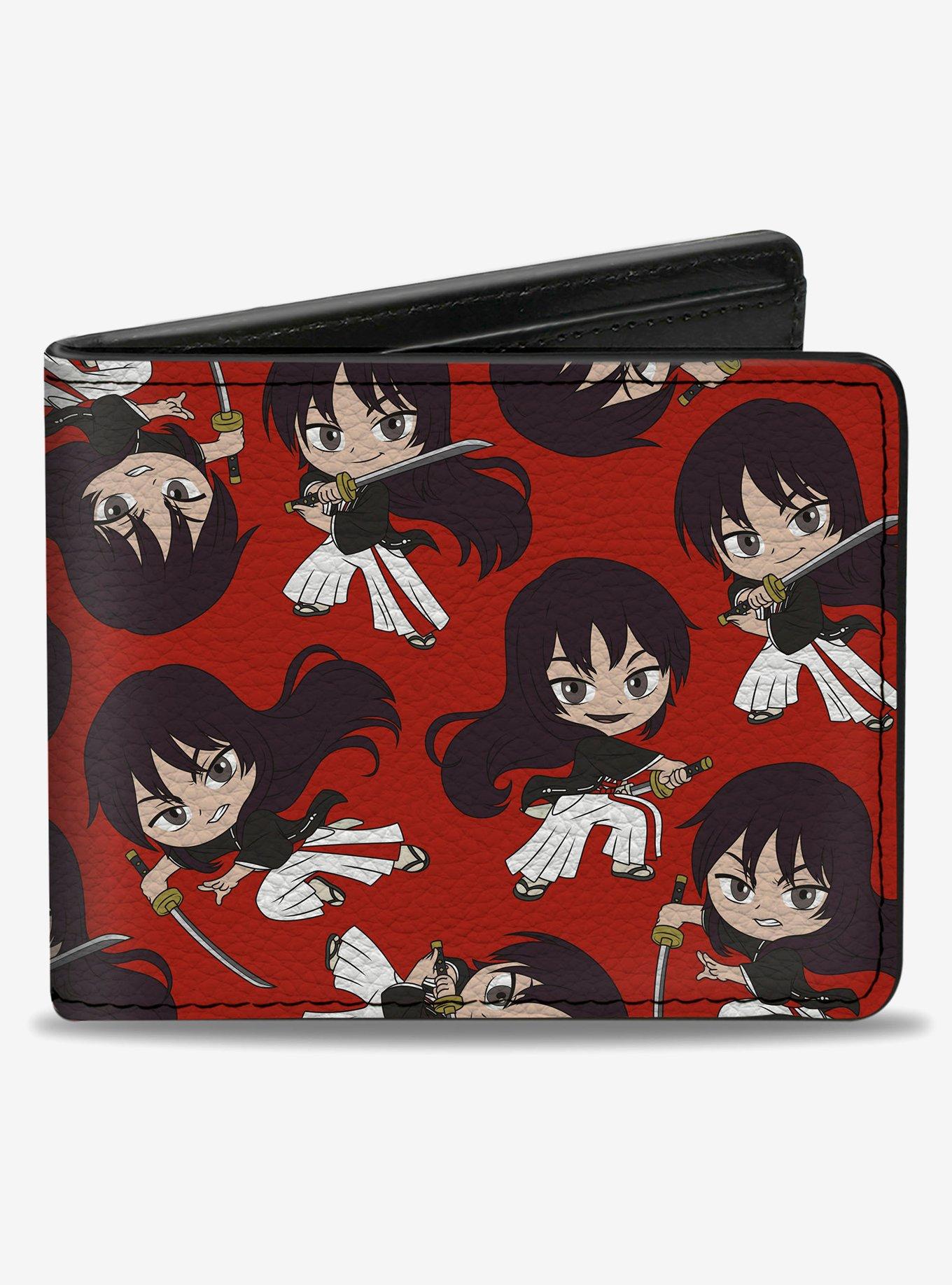 Hells Paradise Chibi Aza Toma Sword Poses Scattered Red Bifold Wallet, , hi-res