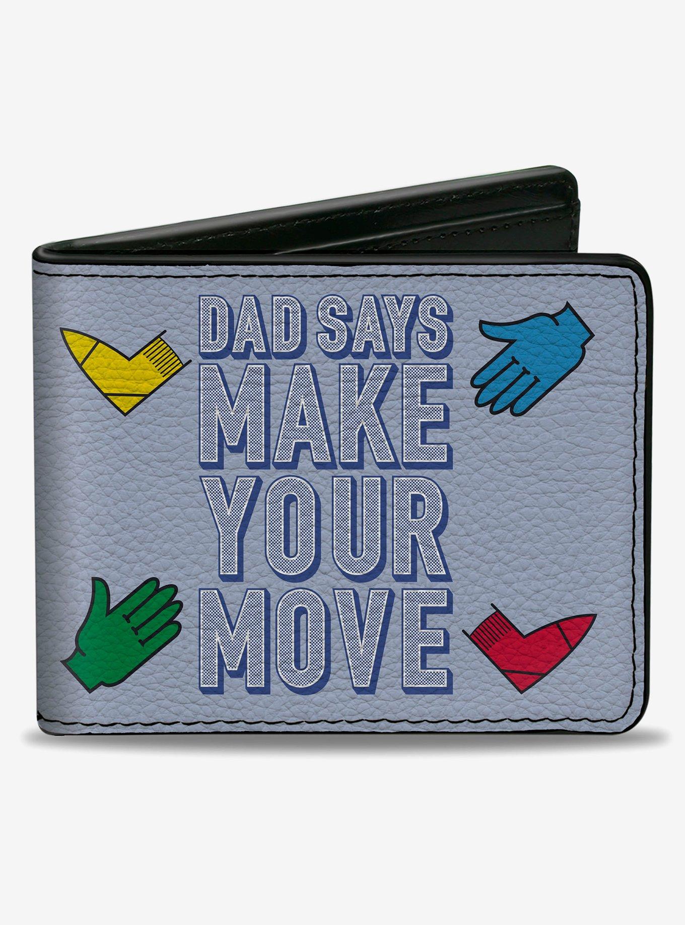 Twister Dad Says Make Your Move and Game Icons Multi Color Bifold Wallet, , hi-res