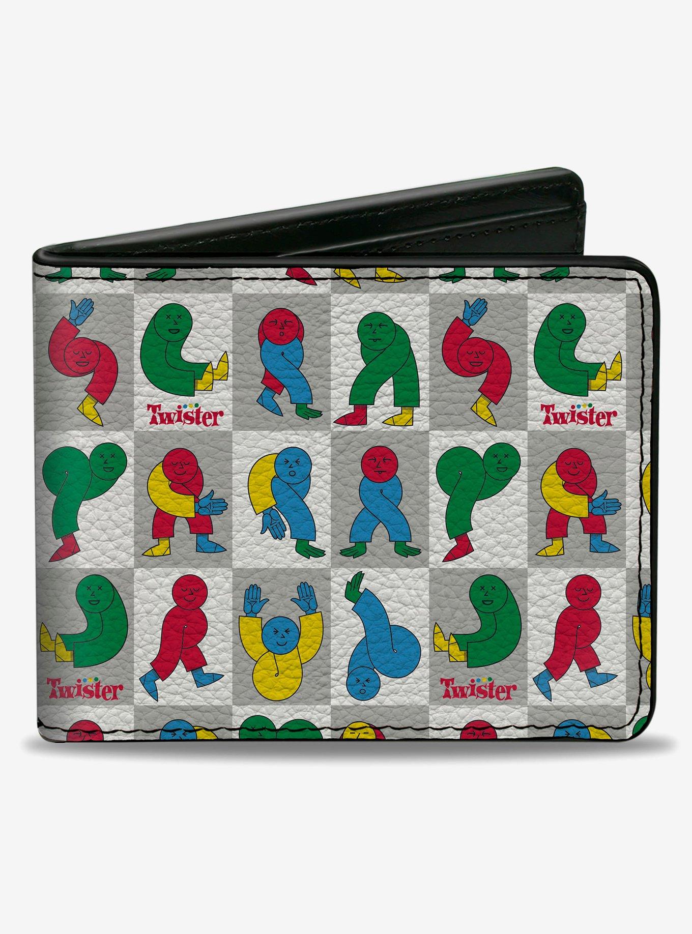 Twister Character Pose Blocks Checker White Gray Multi Color Bifold Wallet, , hi-res