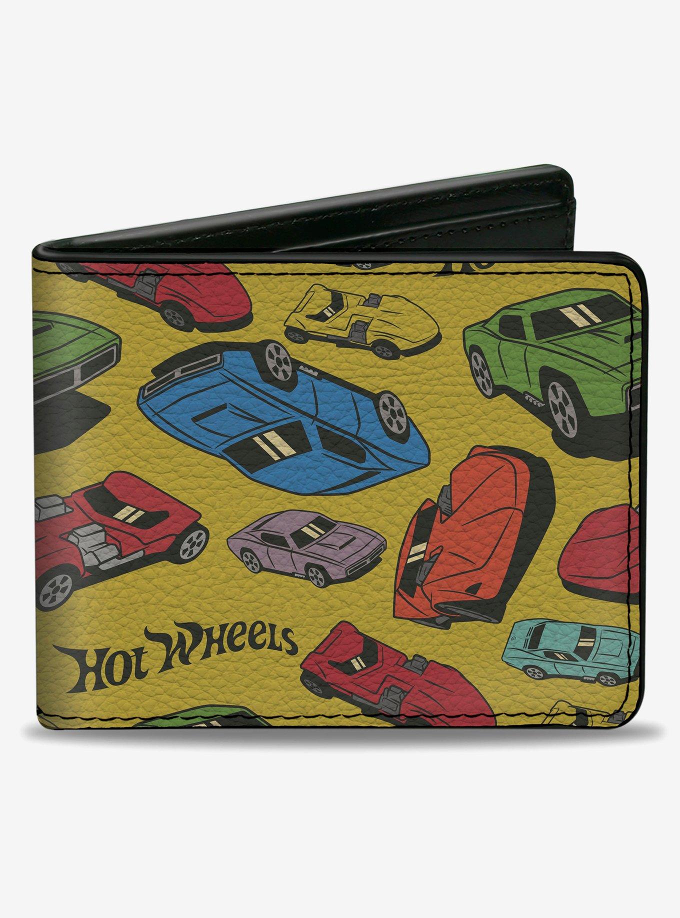 Hot Wheels Cars Scattered Yellow Multi Color Bifold Wallet, , hi-res