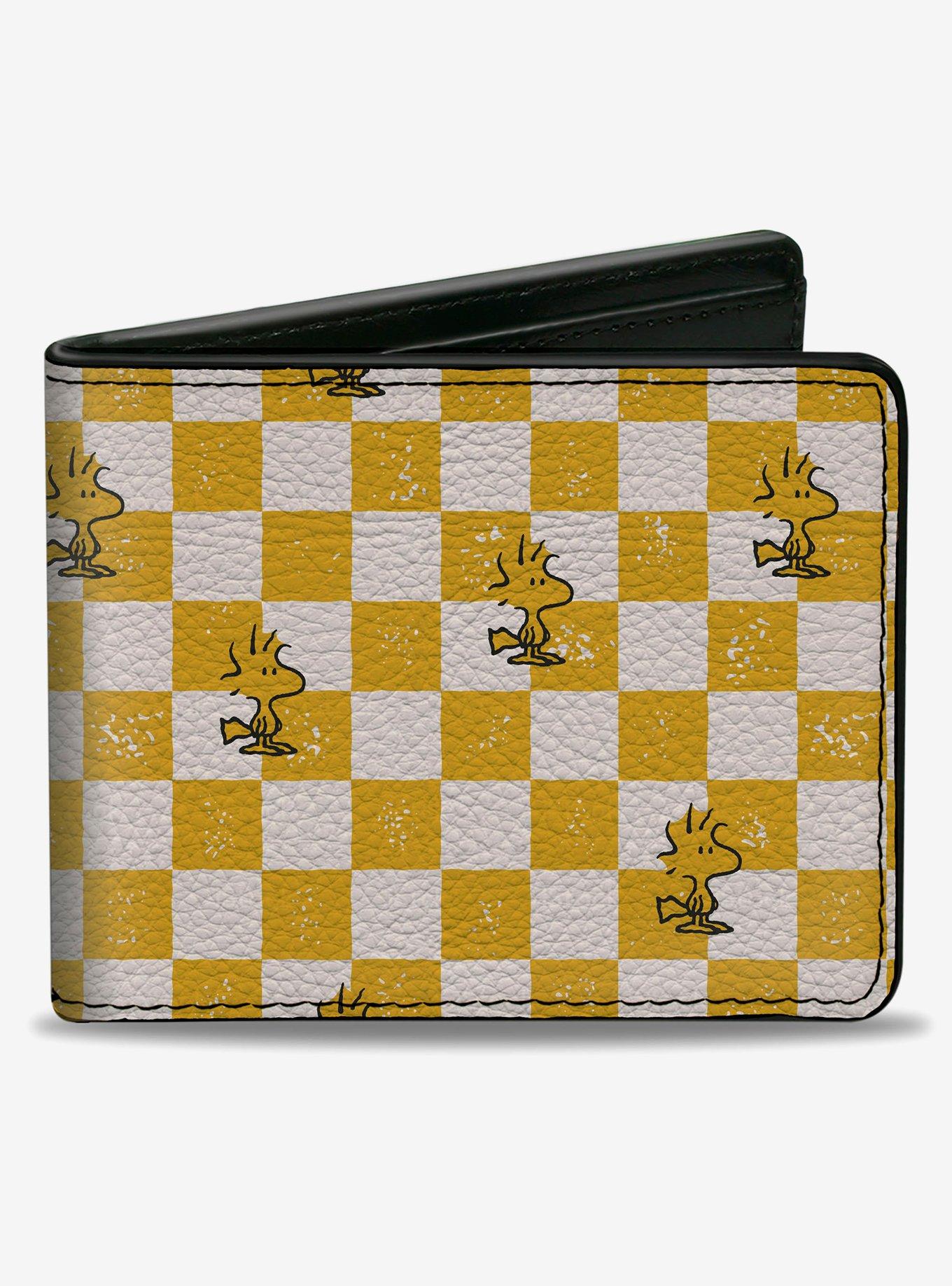 Peanuts Woodstock Pose Checker Yellow White Bifold Wallet, , hi-res