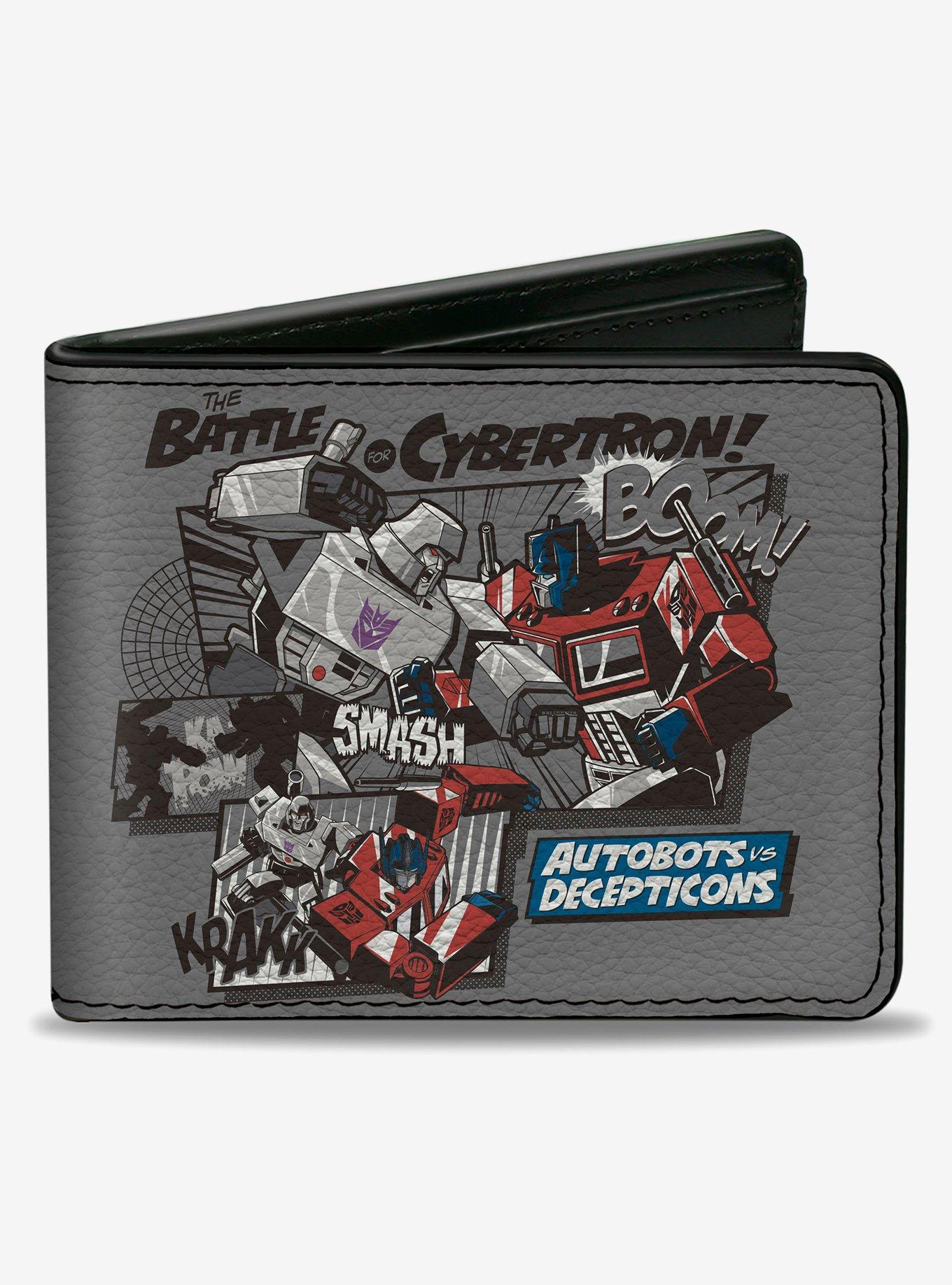 Transformers The Battle of Cybertron Scene and Logo Gray Bifold Wallet, , hi-res