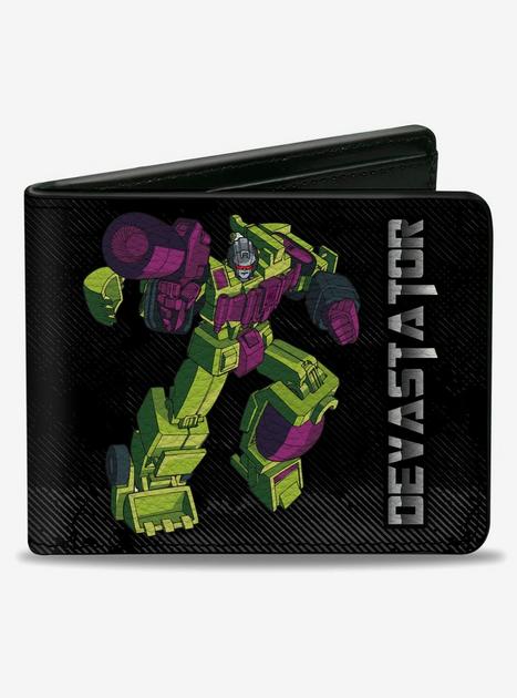 Transformers Devastator Pose and Decepticon Shield Black Bifold Wallet ...