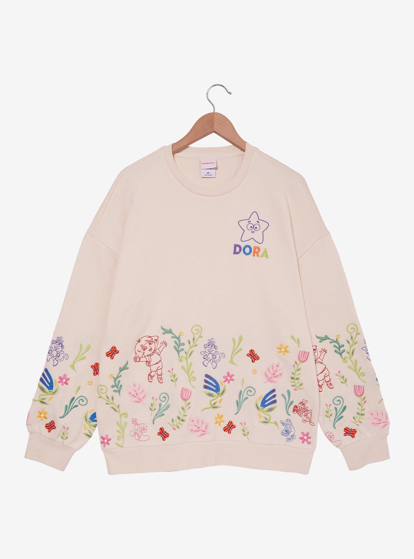 Dora the Explorer Floral Embroidered Crewneck — BoxLunch Exclusive, , hi-res