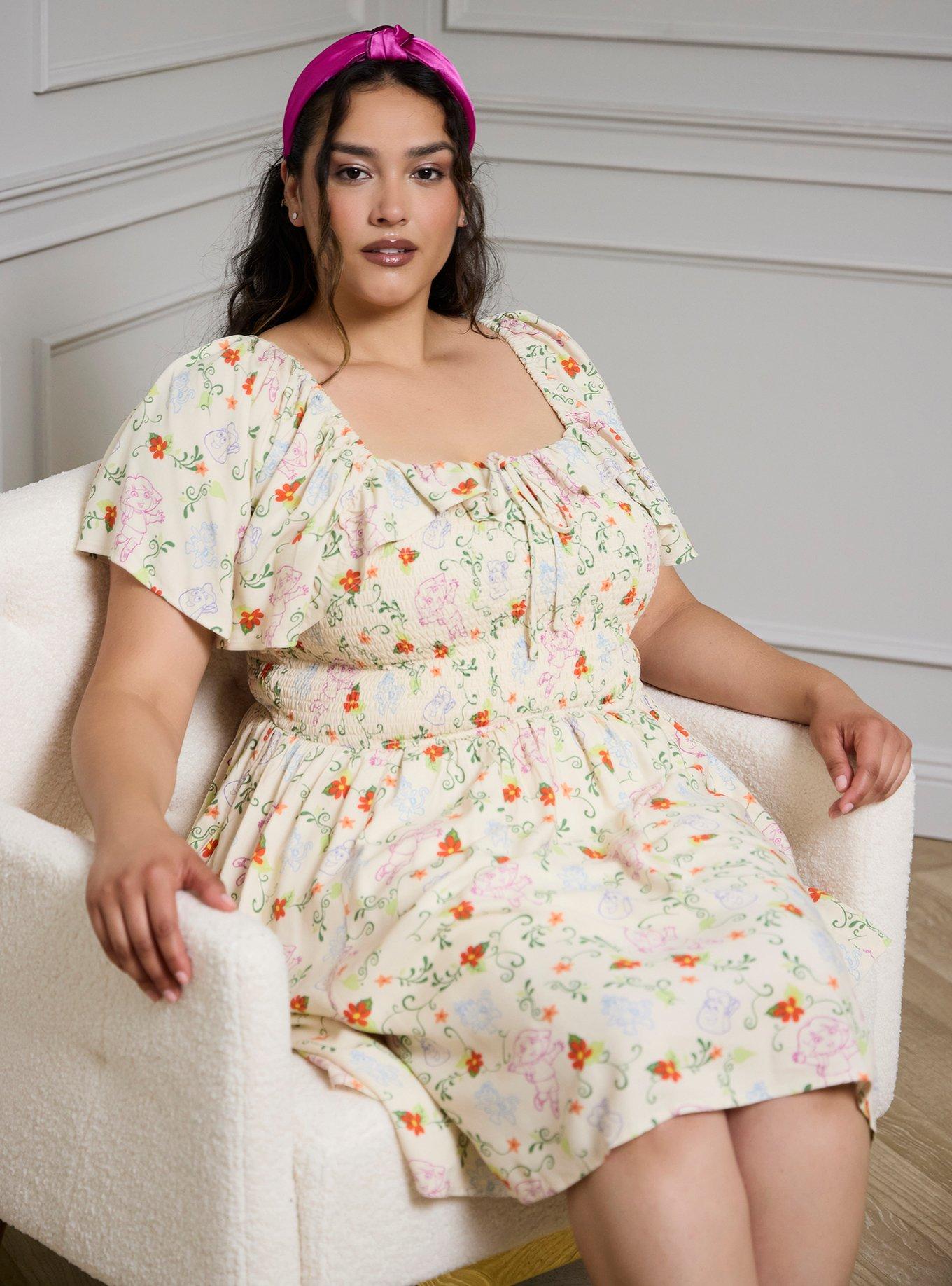 Dora the Explorer Allover Print Plus Size Smocked Dress