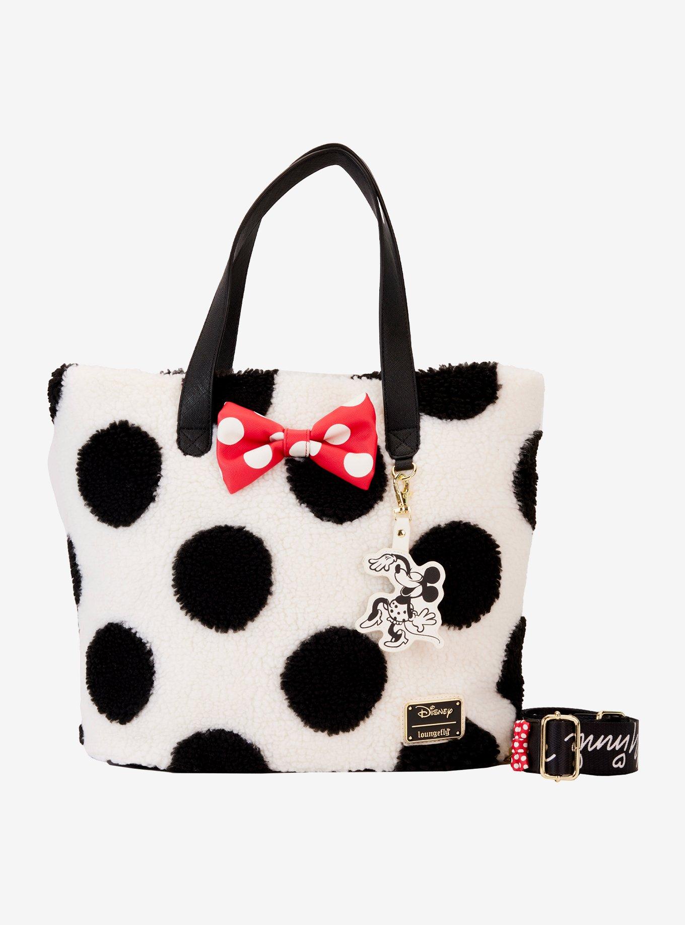 Loungefly Disney Minnie Mouse Polka Dot Sherpa Tote Bag, , hi-res