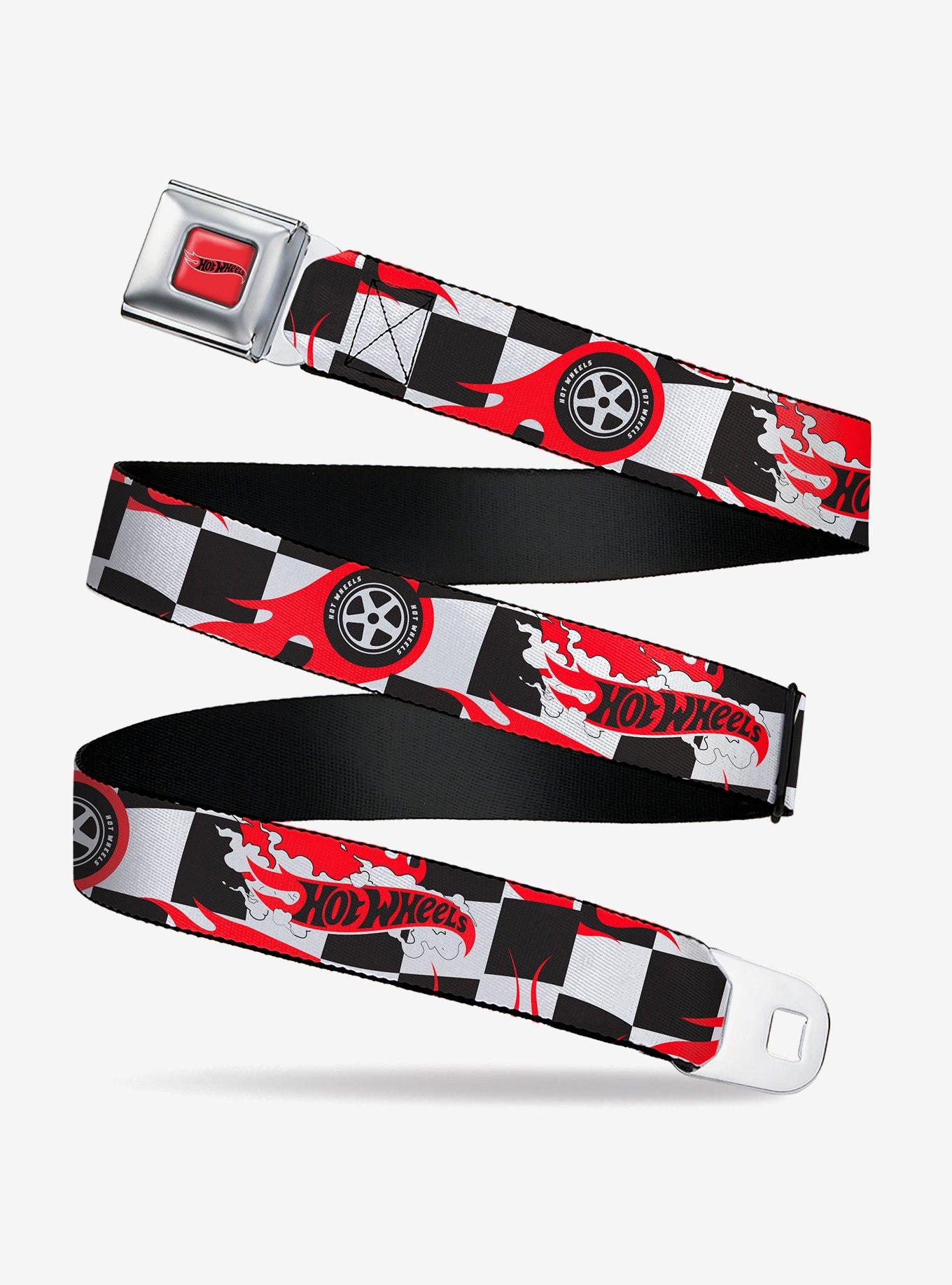 Hot Wheels Logo & Tire Burn Out Checker Seatbelt Buckle Belt, MULTI, hi-res