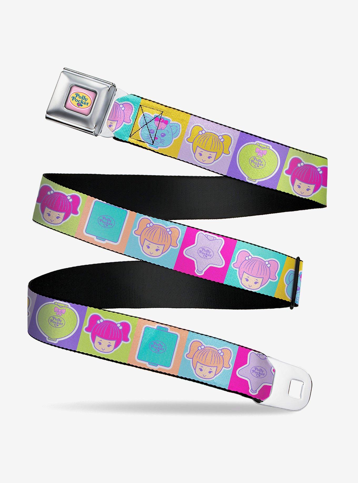 Polly Pocket Doll Faces & Title Logo Blocks Seatbelt Buckle Belt, , hi-res