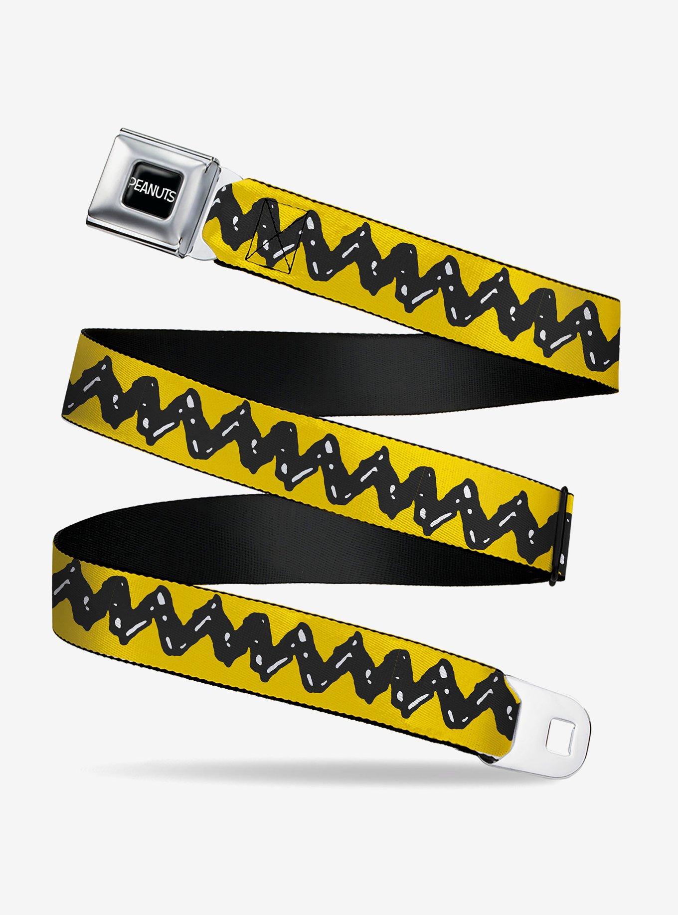 Peanuts Charlie Brown Zig Zag Stripe Seatbelt Buckle Belt, , hi-res