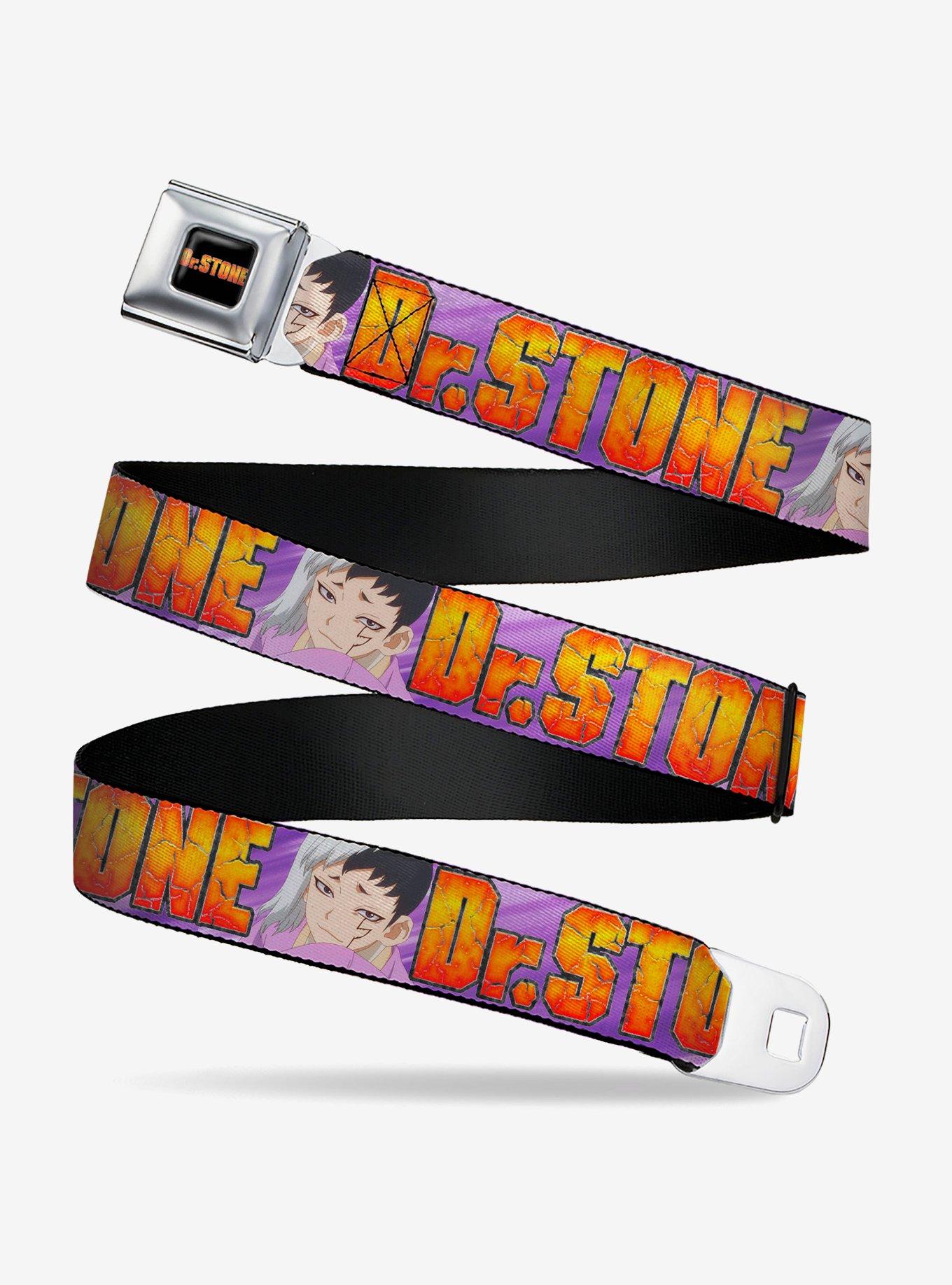 Dr. Stone Title Logo & Gen Asagiri Face Seatbelt Buckle Belt, , hi-res