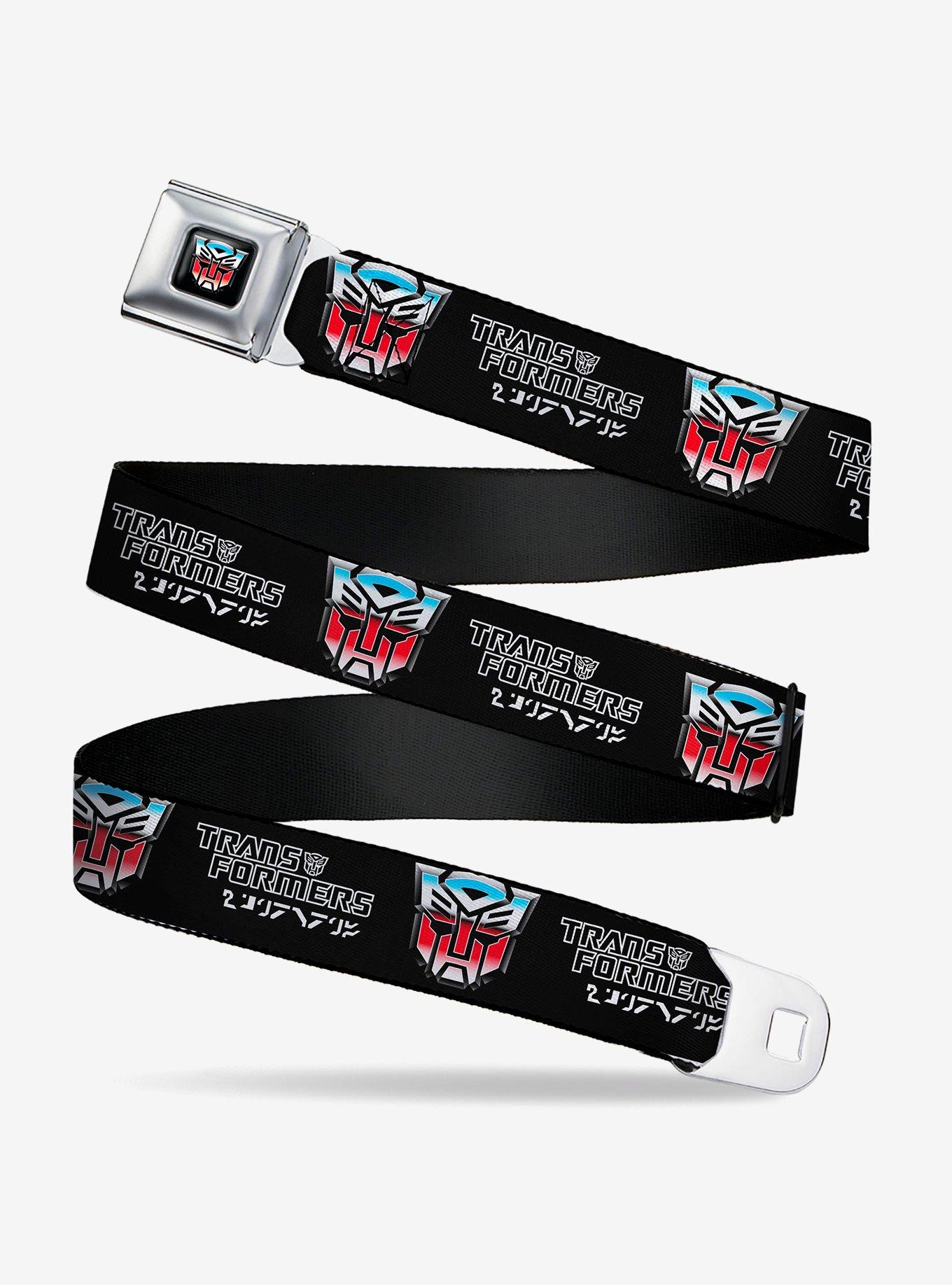 Transformers Autobots Cybertronian Icon Seatbelt Buckle Belt, BLACK, hi-res