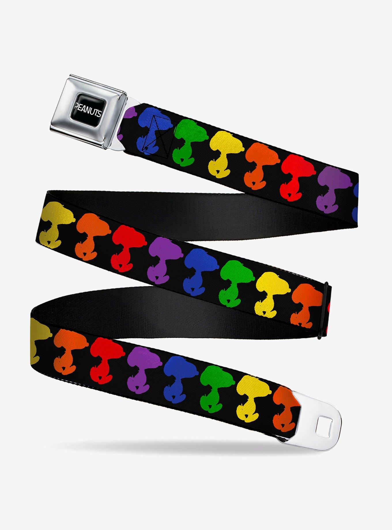 Peanuts Snoopy Silhouette Pose Rainbow Seatbelt Buckle Belt, , hi-res