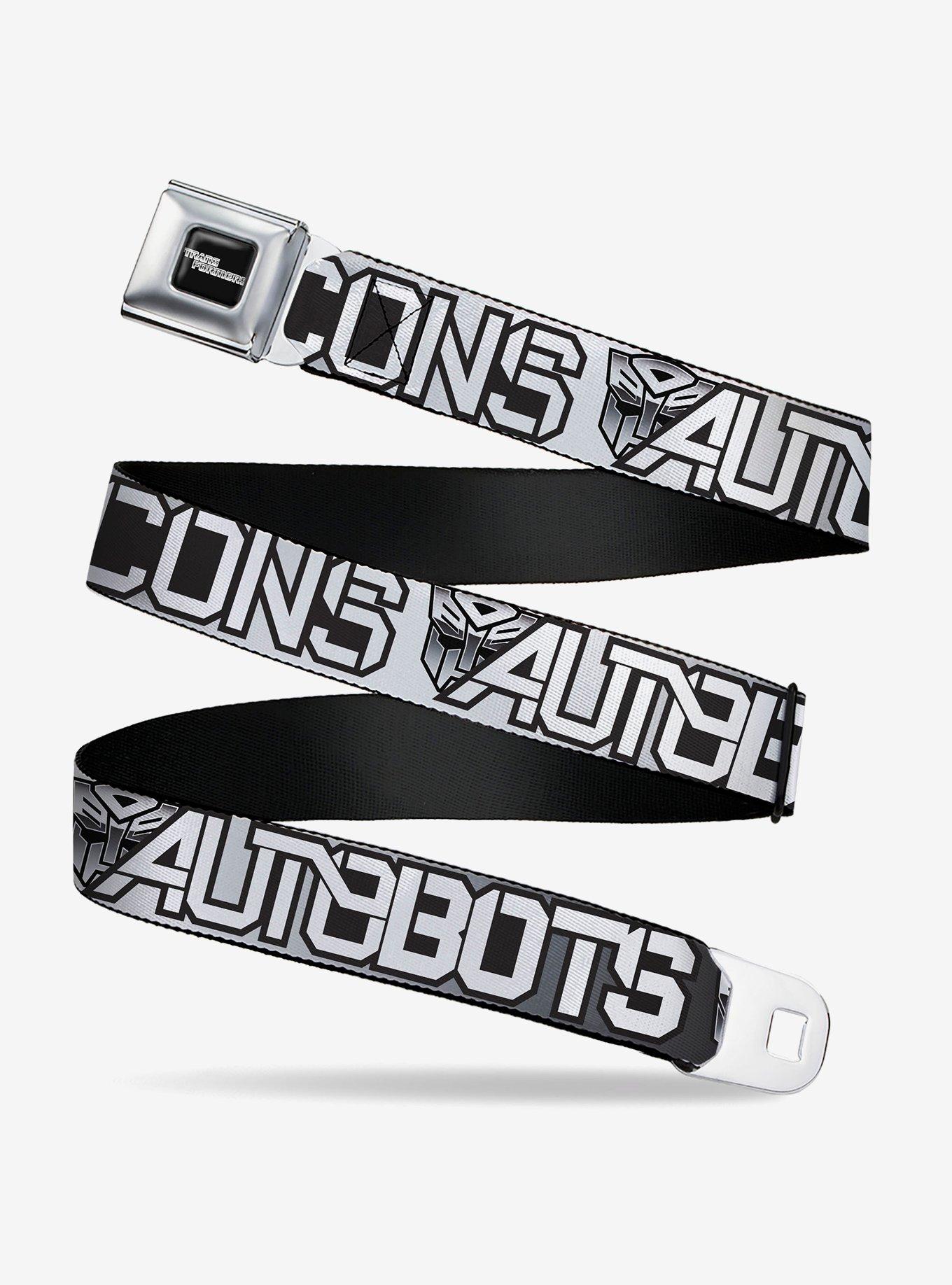 Transformers Autobots Decepticons Shield & Text Seatbelt Buckle Belt, GREY, hi-res